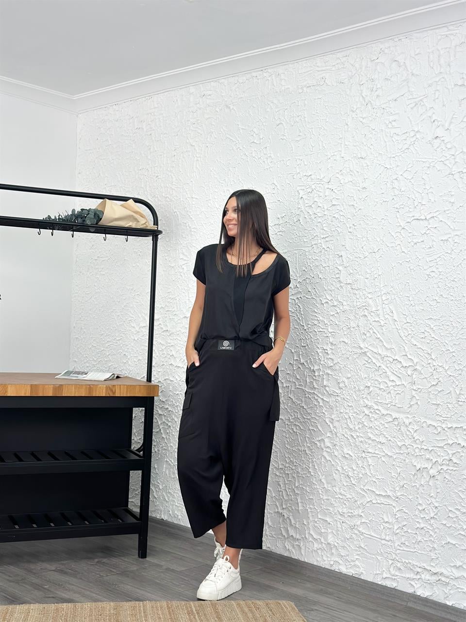 ARLES SİYAH RAHAT PANTOLON