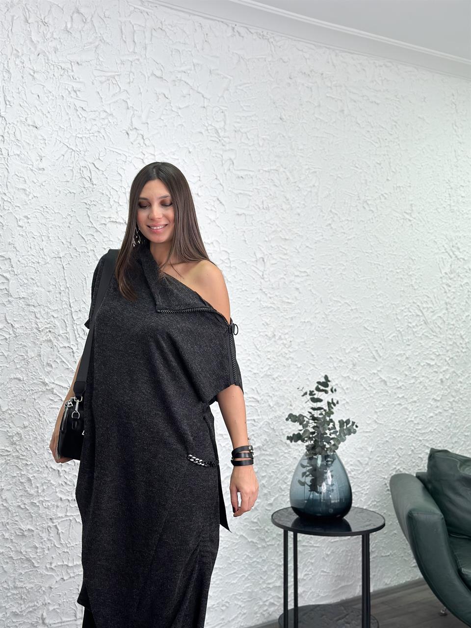 ATEN ANTRASİT TASARIM BLUZ