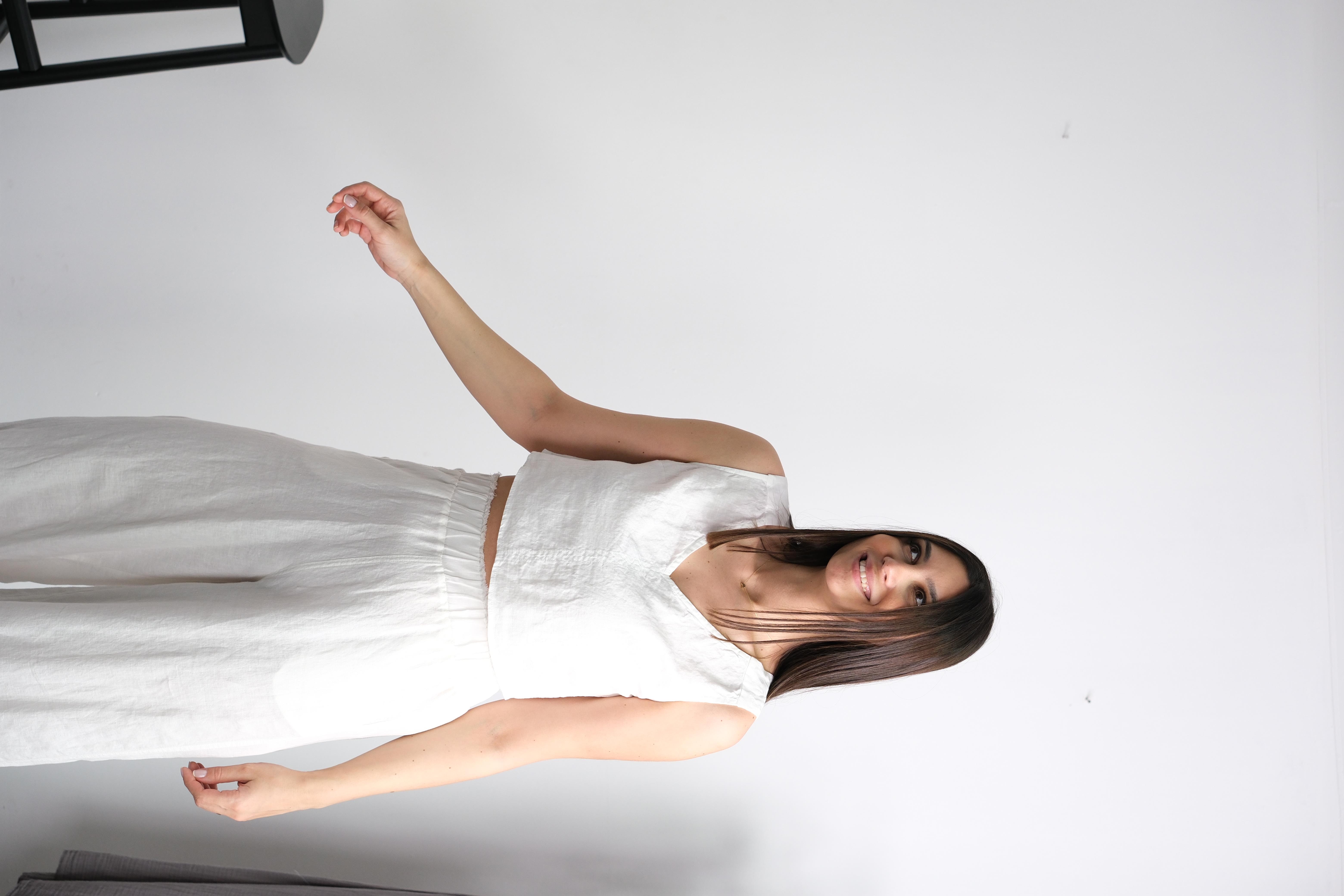 ATHENA BEYAZ KETEN BLUZ