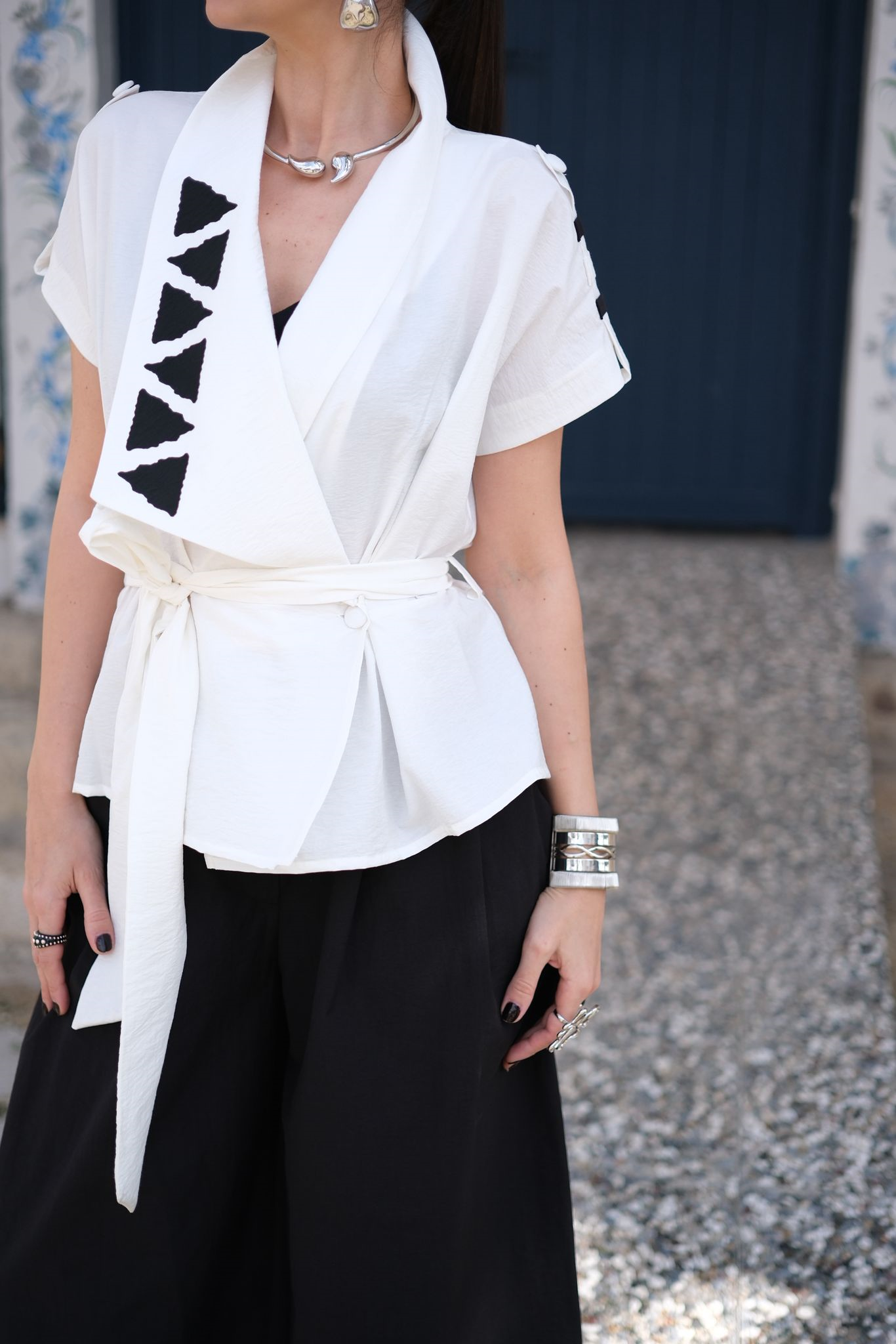 AURA LİNE BEYAZ YELEK BLUZ