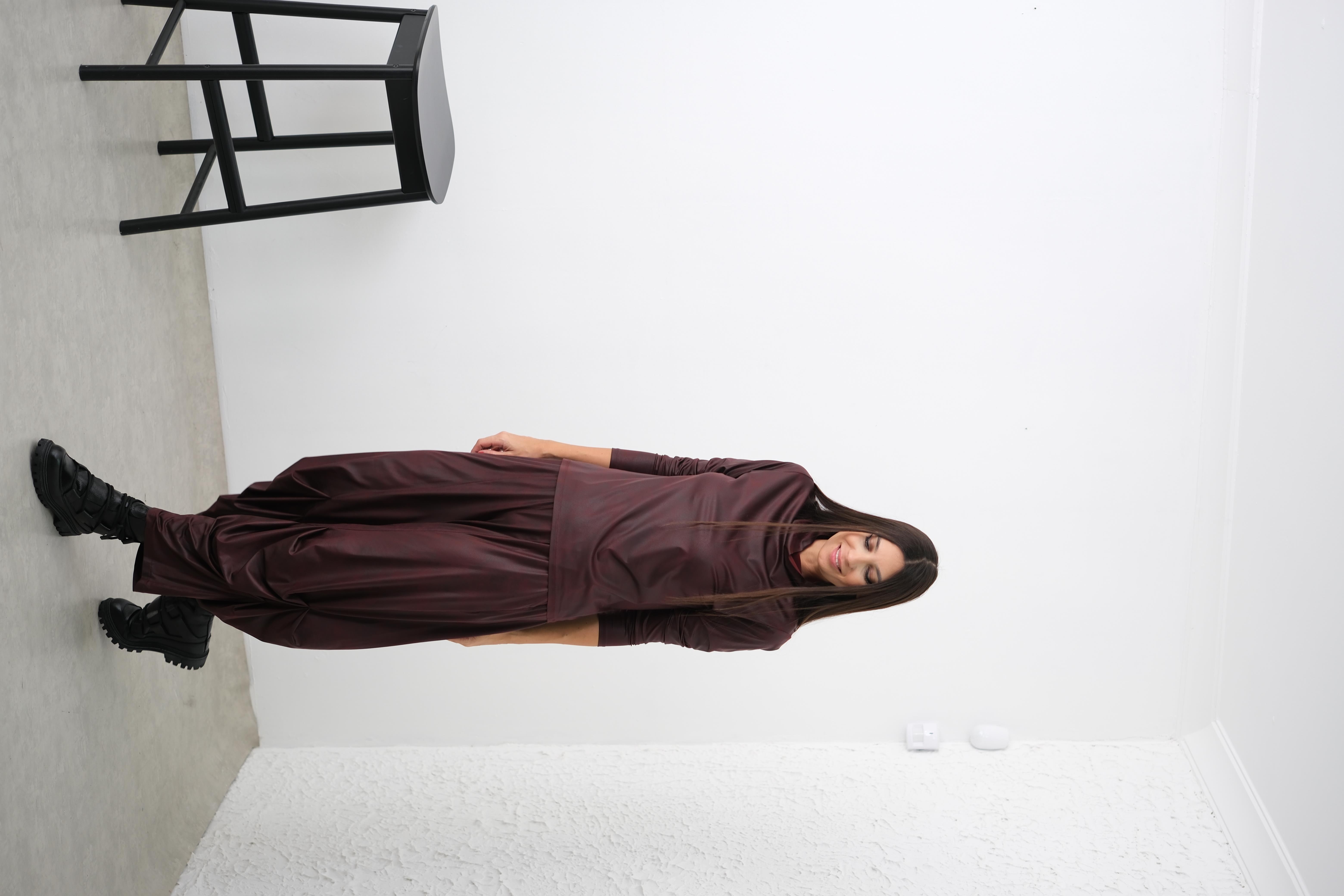 BALİ BALIKÇI BORDO DERİ BLUZ