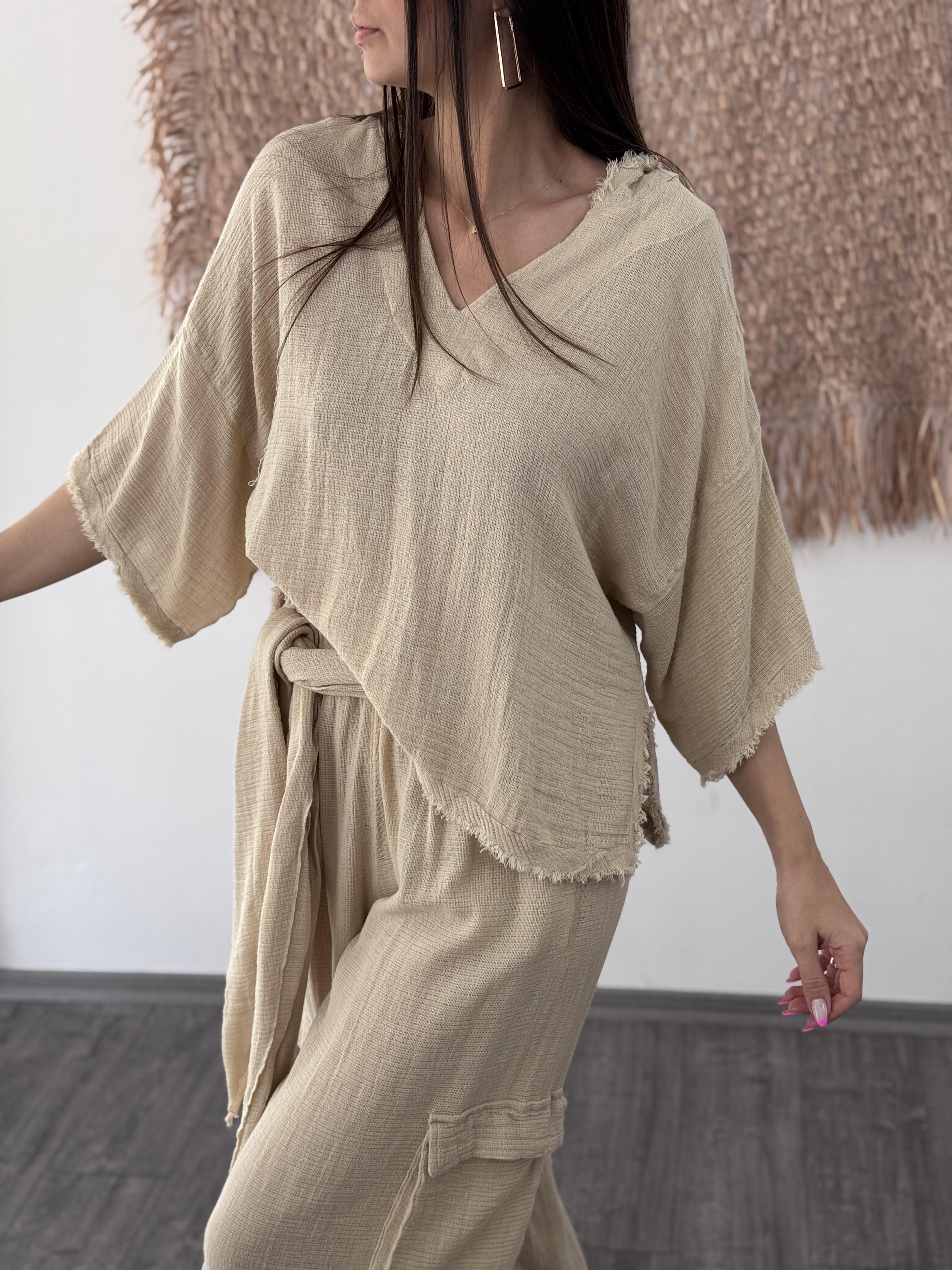 BELLY KAPŞONLU NATURAL BLUZ