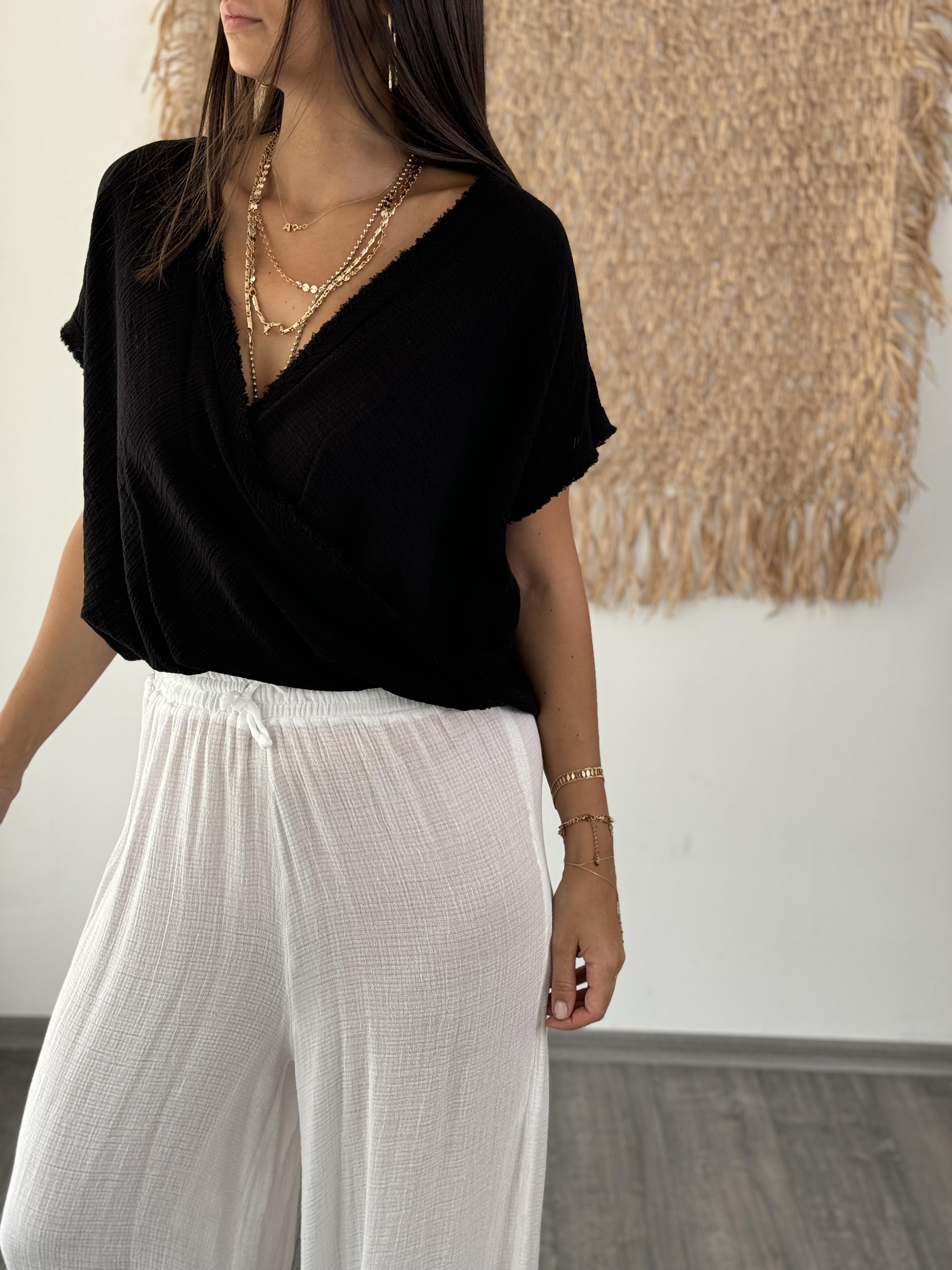 BELLY SİYAH NATURAL BLUZ