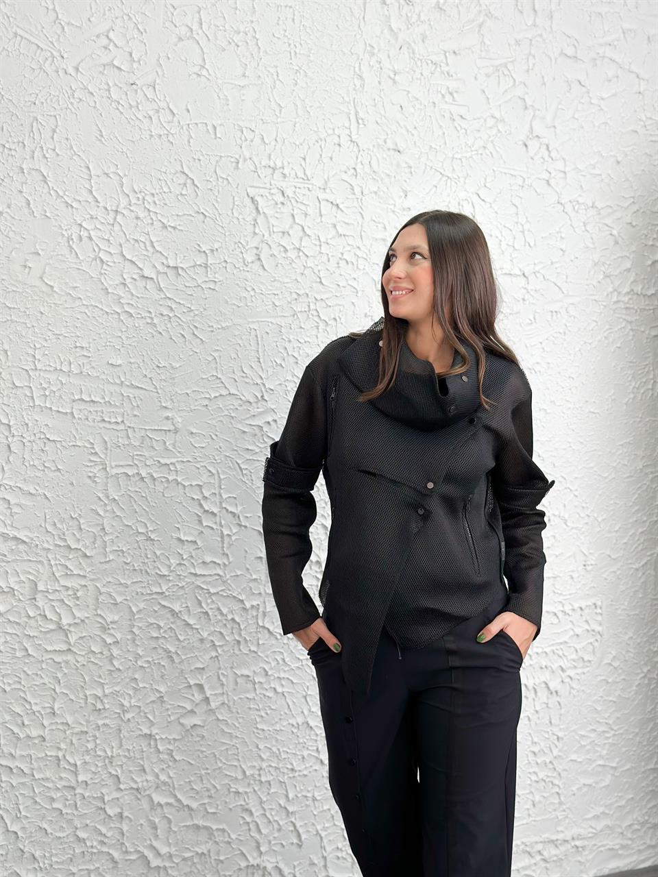 BETA TASARIM SİYAH FİLE CEKET