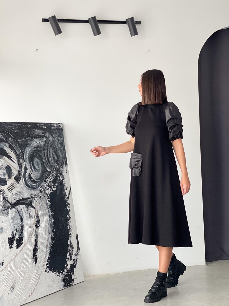 BOJUR SİYAH MAXİ ELBİSE