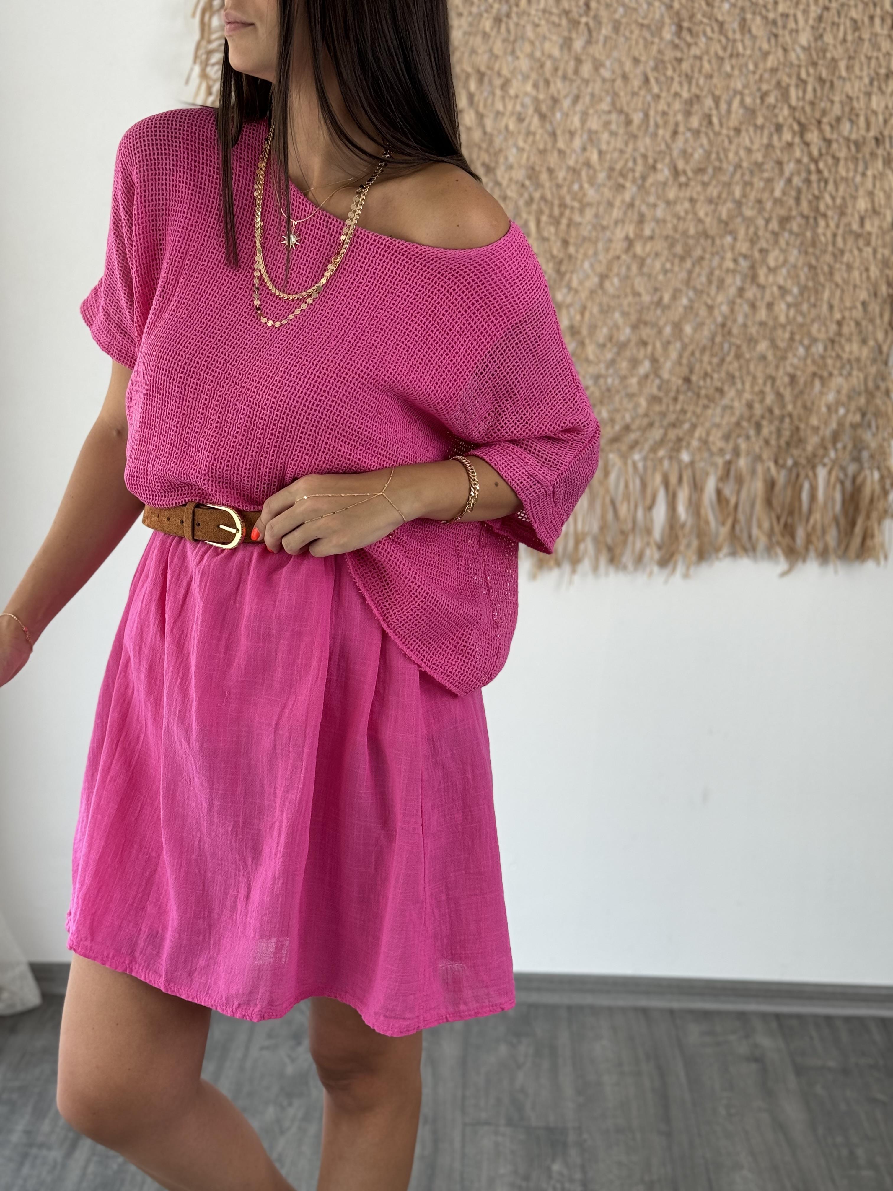 CALE FİLE DETAYLI PEMBE ELBİSE