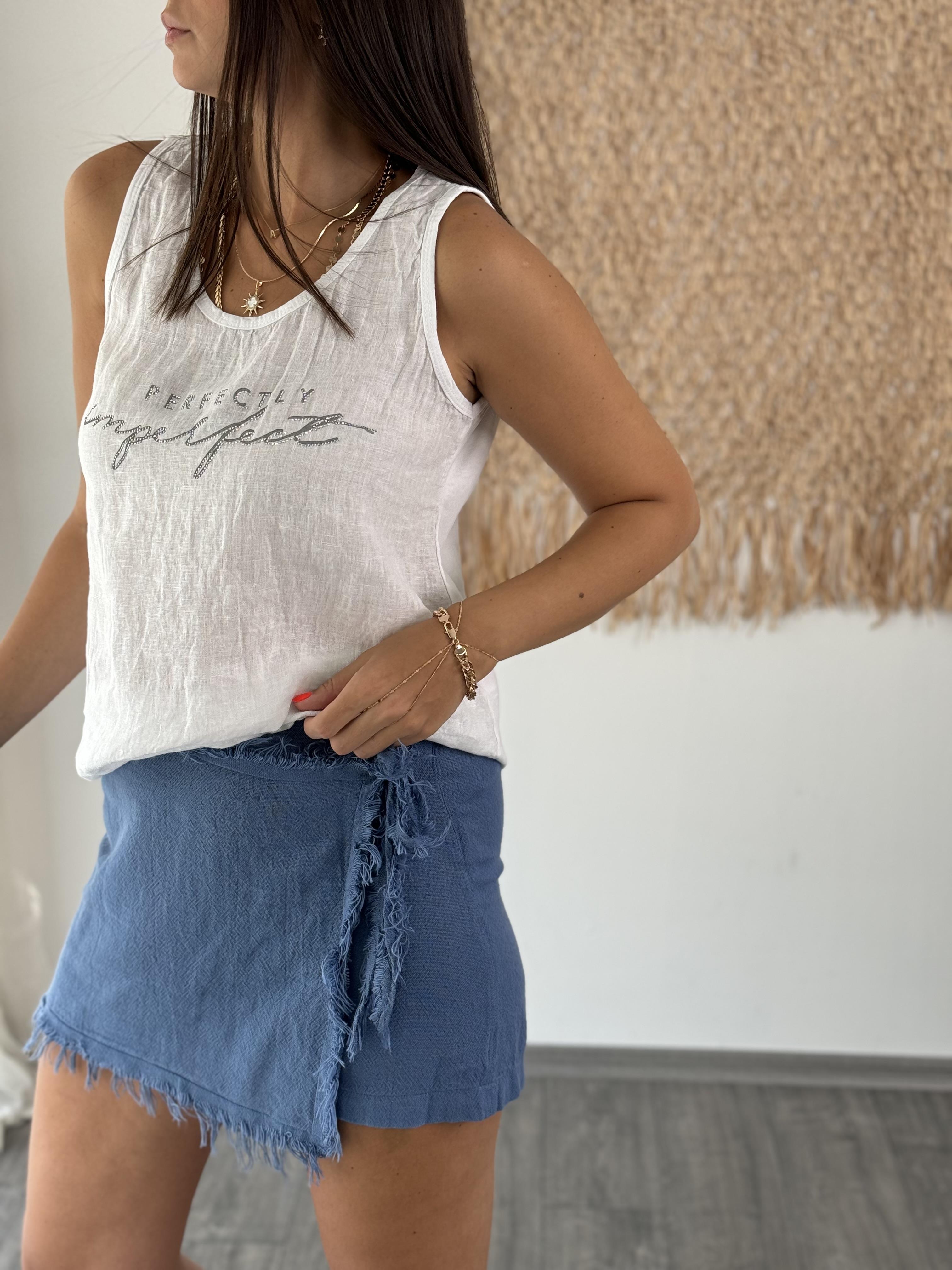 CALE O YAKA BEYAZ KETEN BLUZ