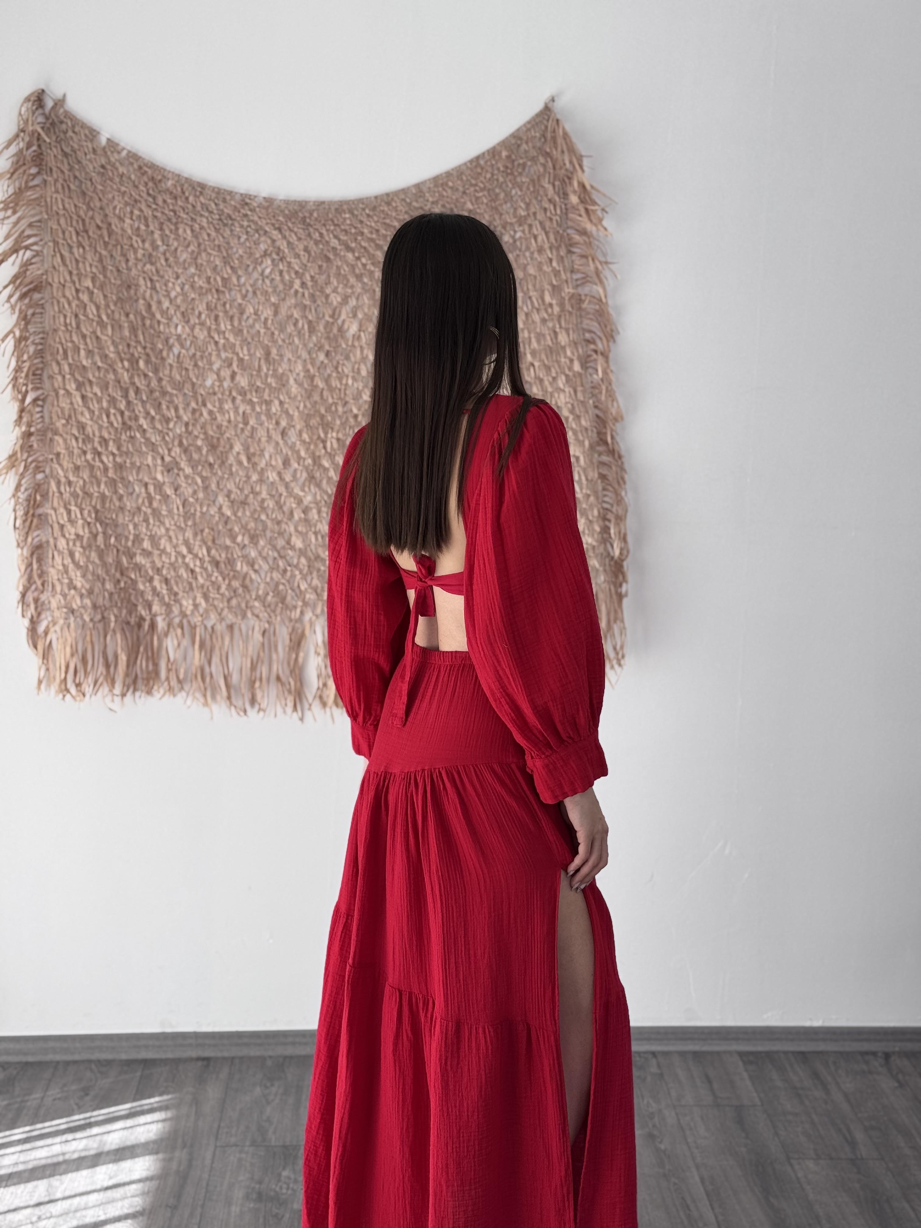 CASABLANCA FIRFIRLI VİŞNE MÜSLİN ETEK