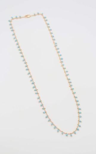 CERRY MAVİ BONCUKLU ÇELİK KOLYE (45CM)