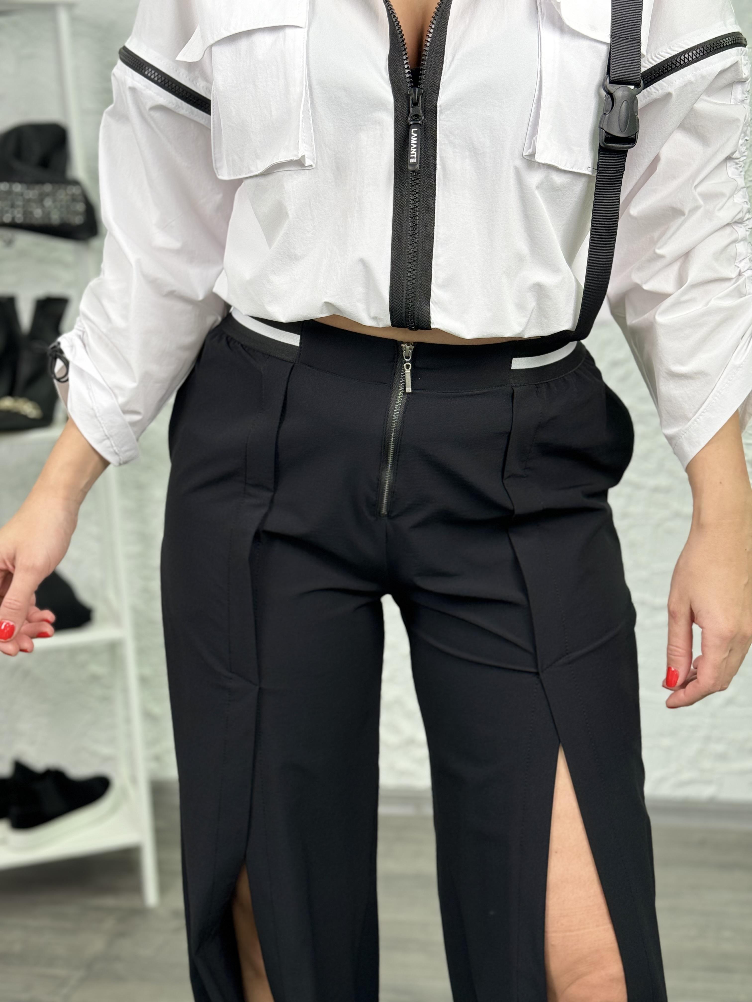 CHARA SİYAH YIRTMAÇLI PANTOLON