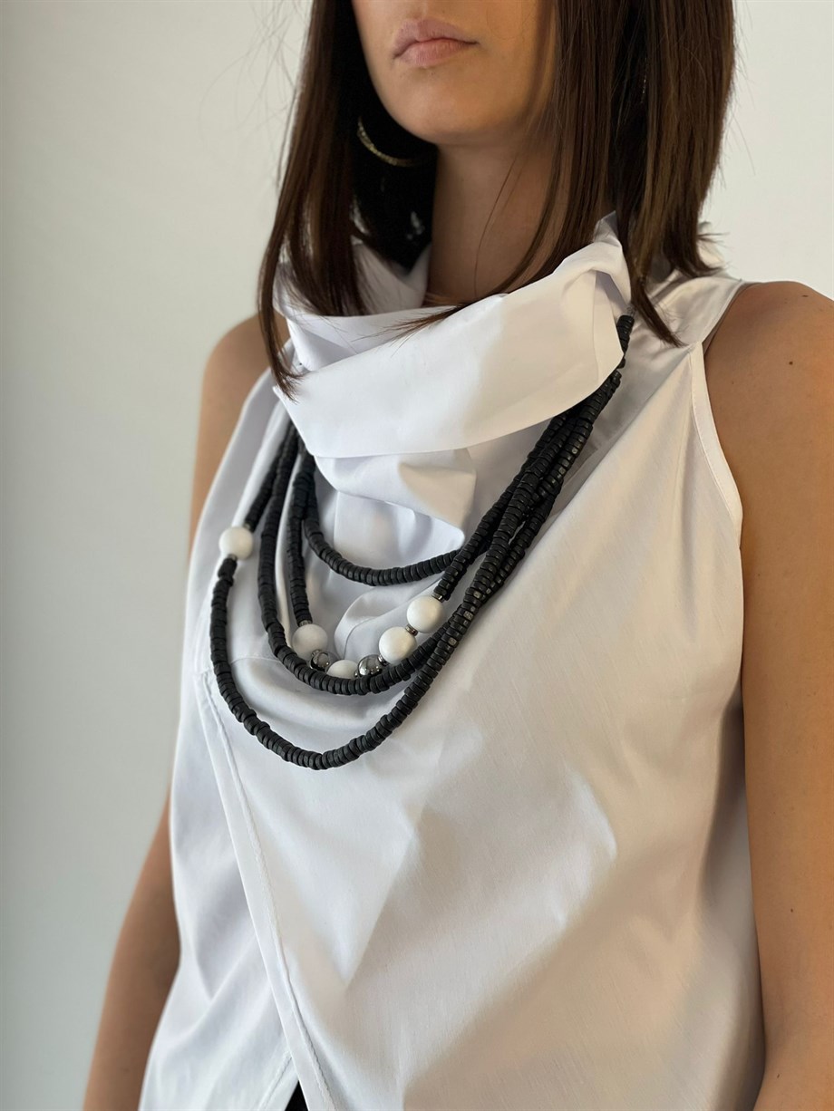 CİERVO SİYAH DİZİLİBONCUK KOLYE