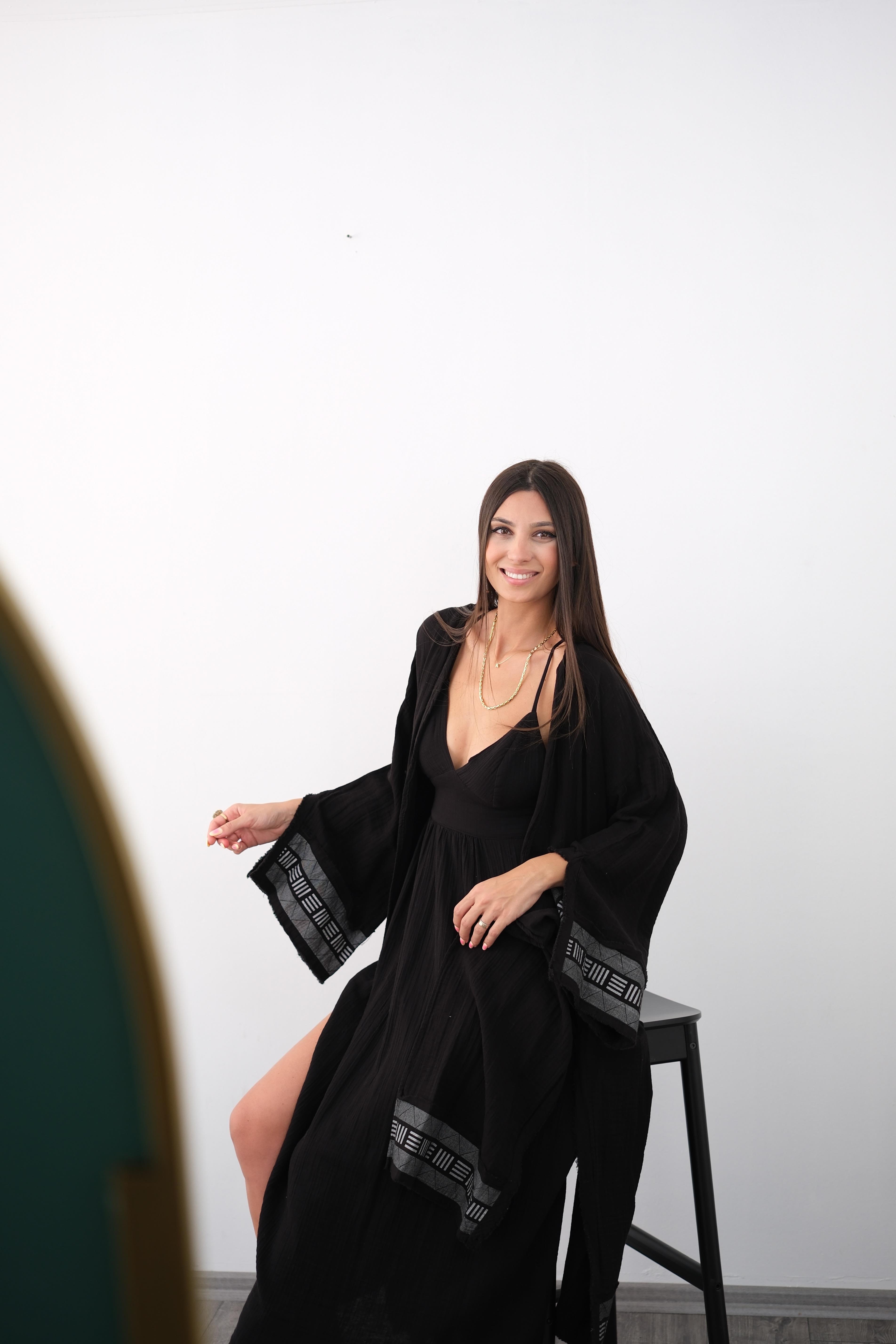 DENGE SİYAH TASARIM KAFTAN