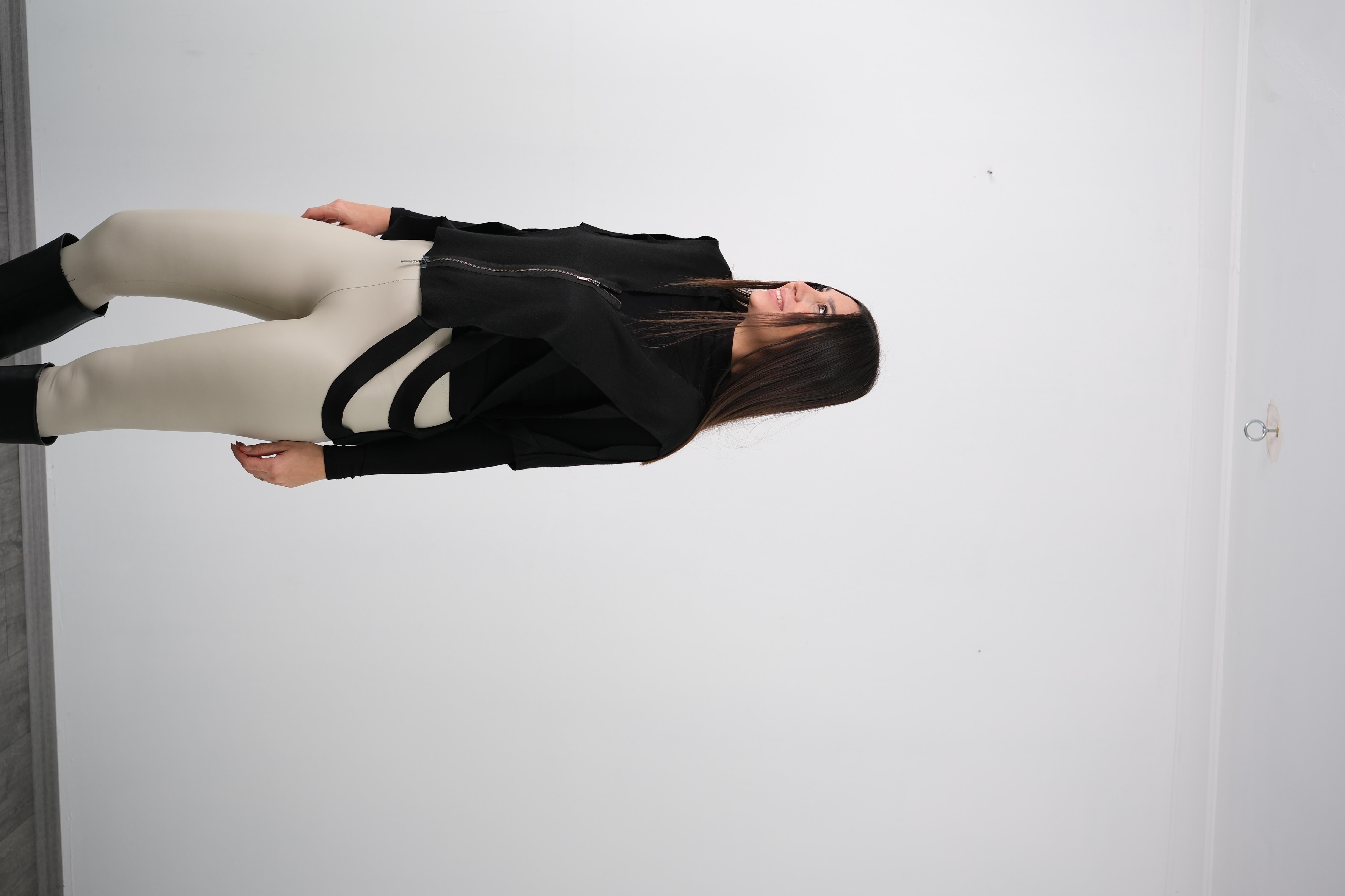 DENNY KREM DERİ TAYT