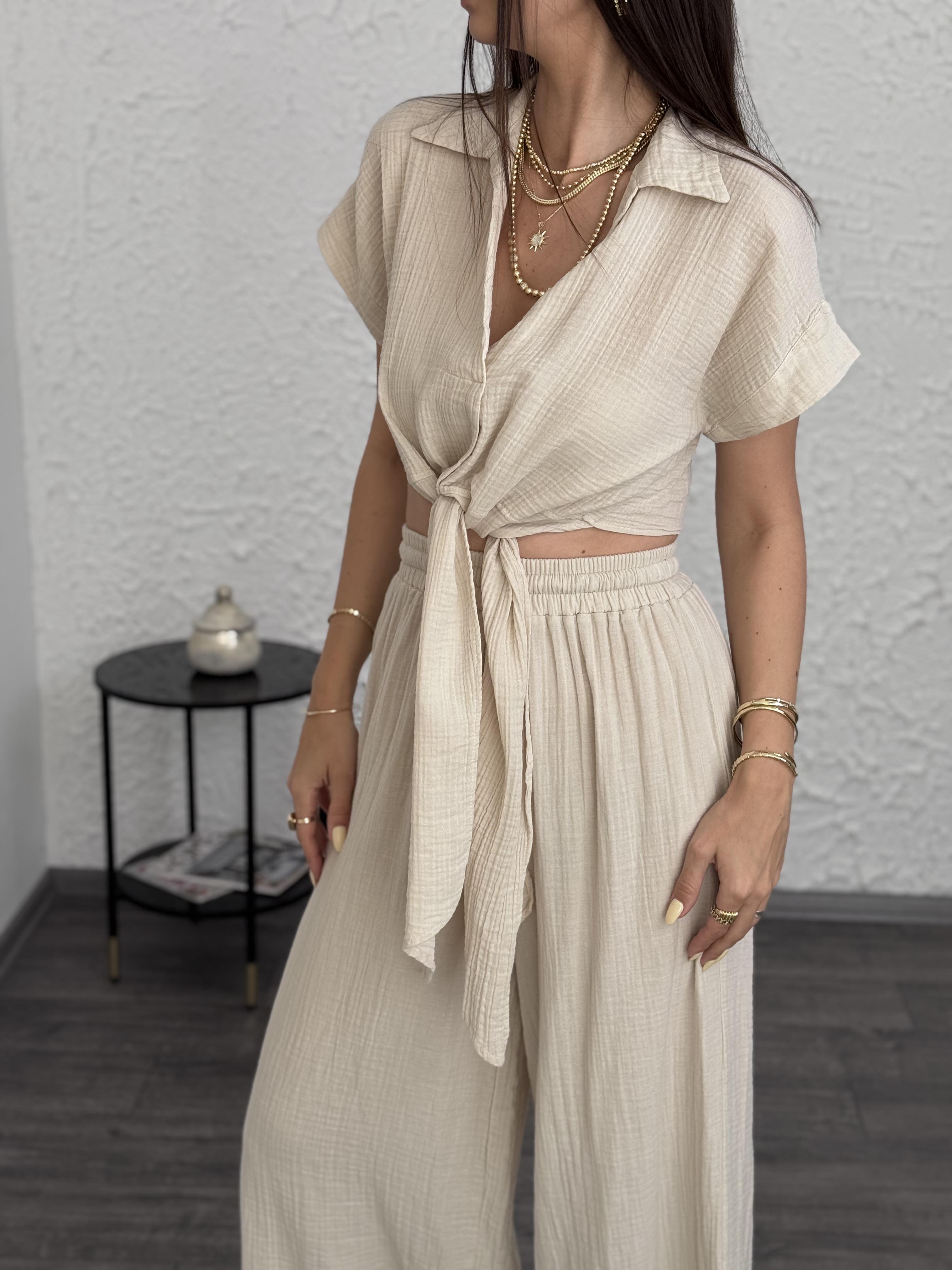 DORE BAĞLAMALI SİSBEYAZ MÜSLİN BLUZ