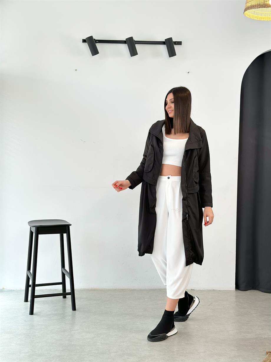 DORİ SİYAH TASARIM TRENÇKOT