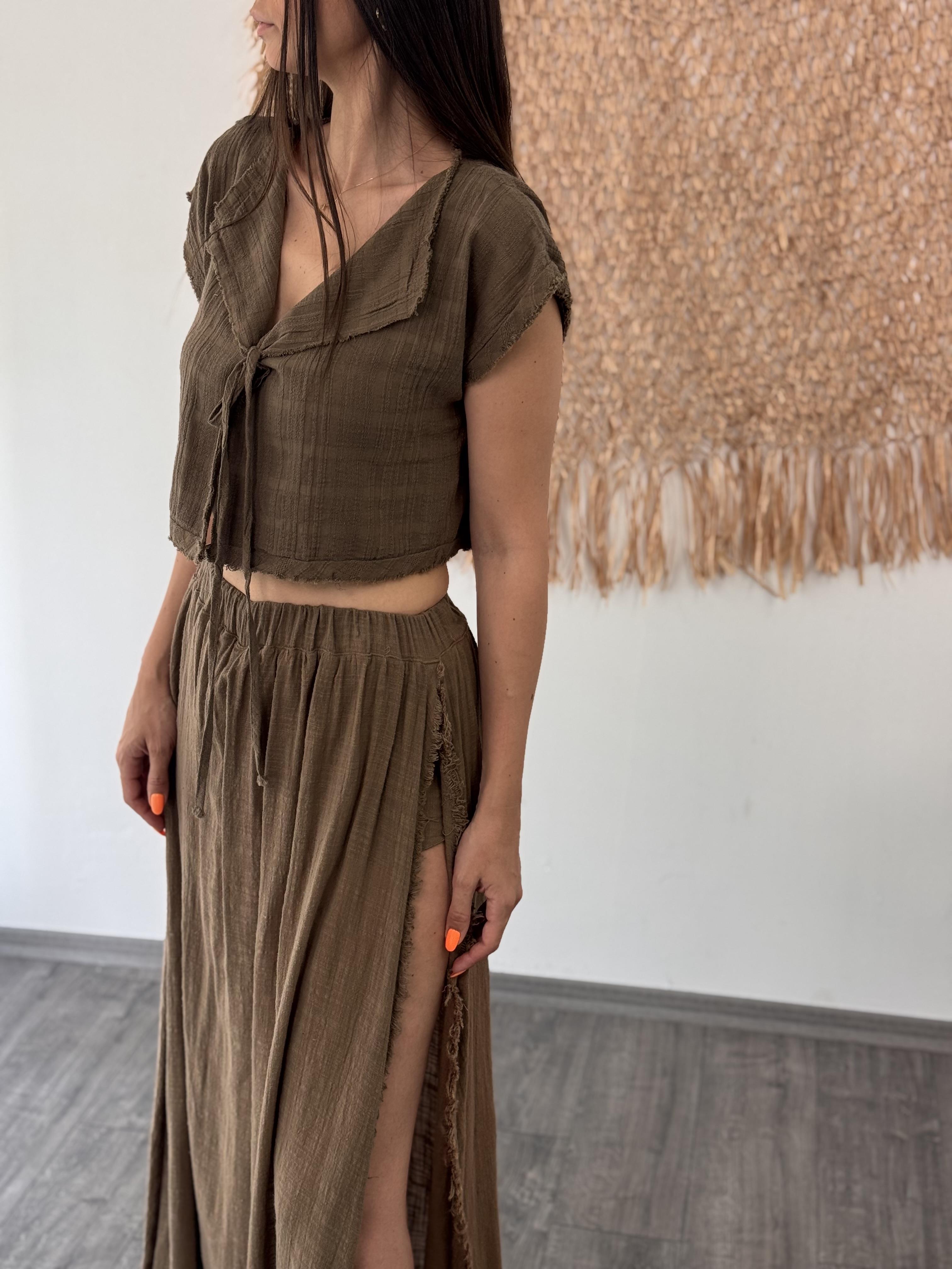 DUBAİ KAHVE ŞORTLU ETEK