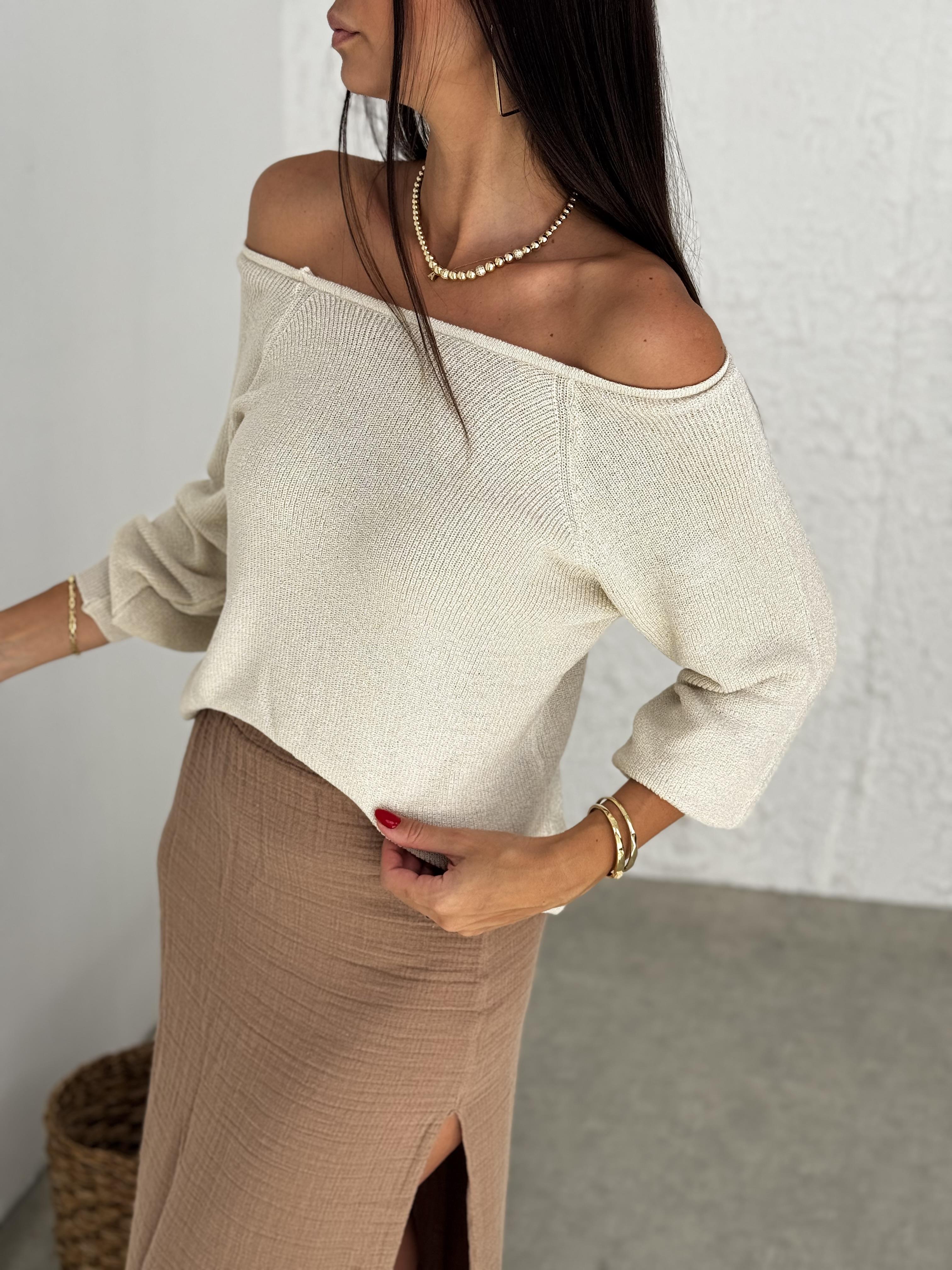 FİRU KAYIK YAKA MERSERİZE KEMİK BLUZ