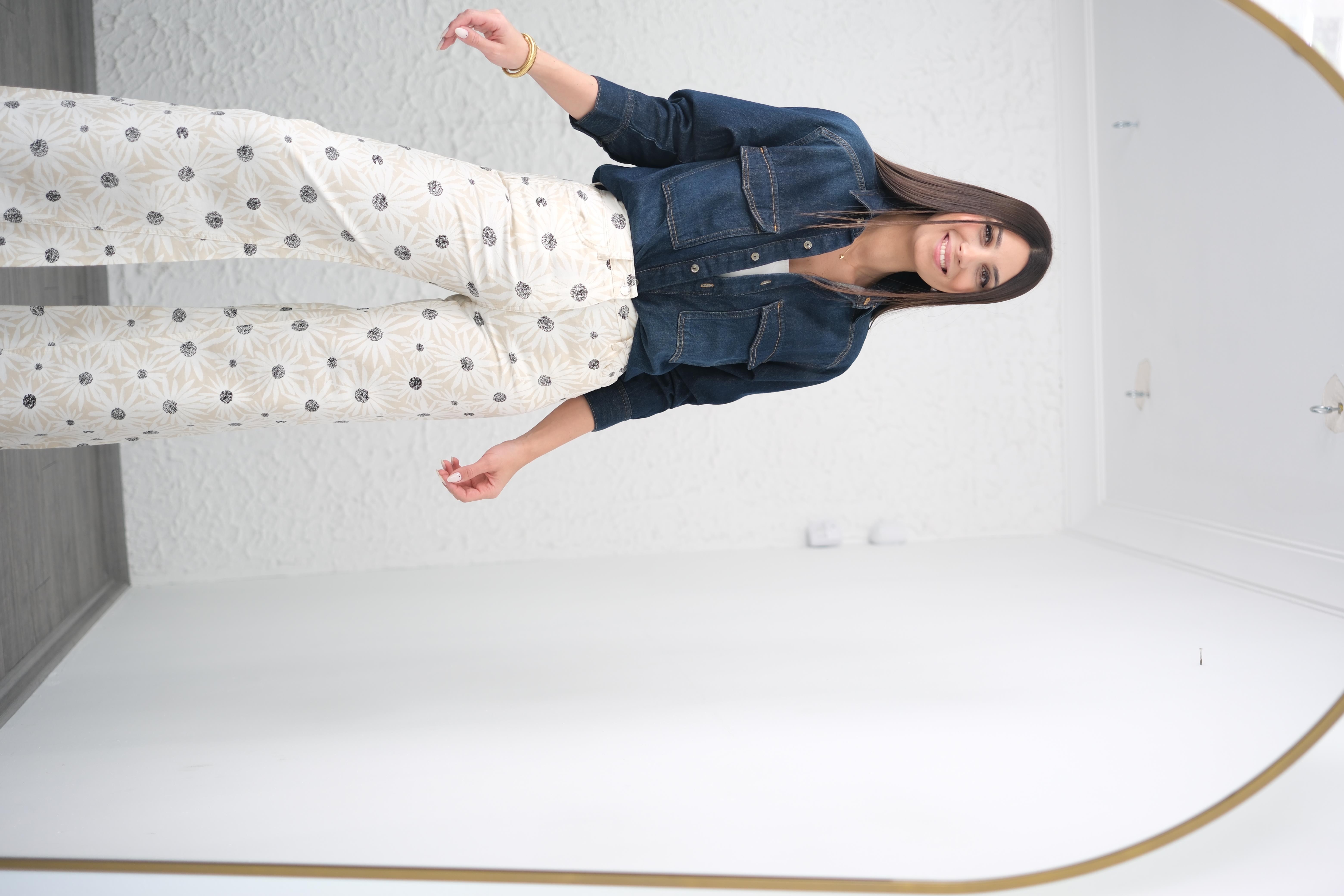 FLORA KREM DESENLİ PANTOLON