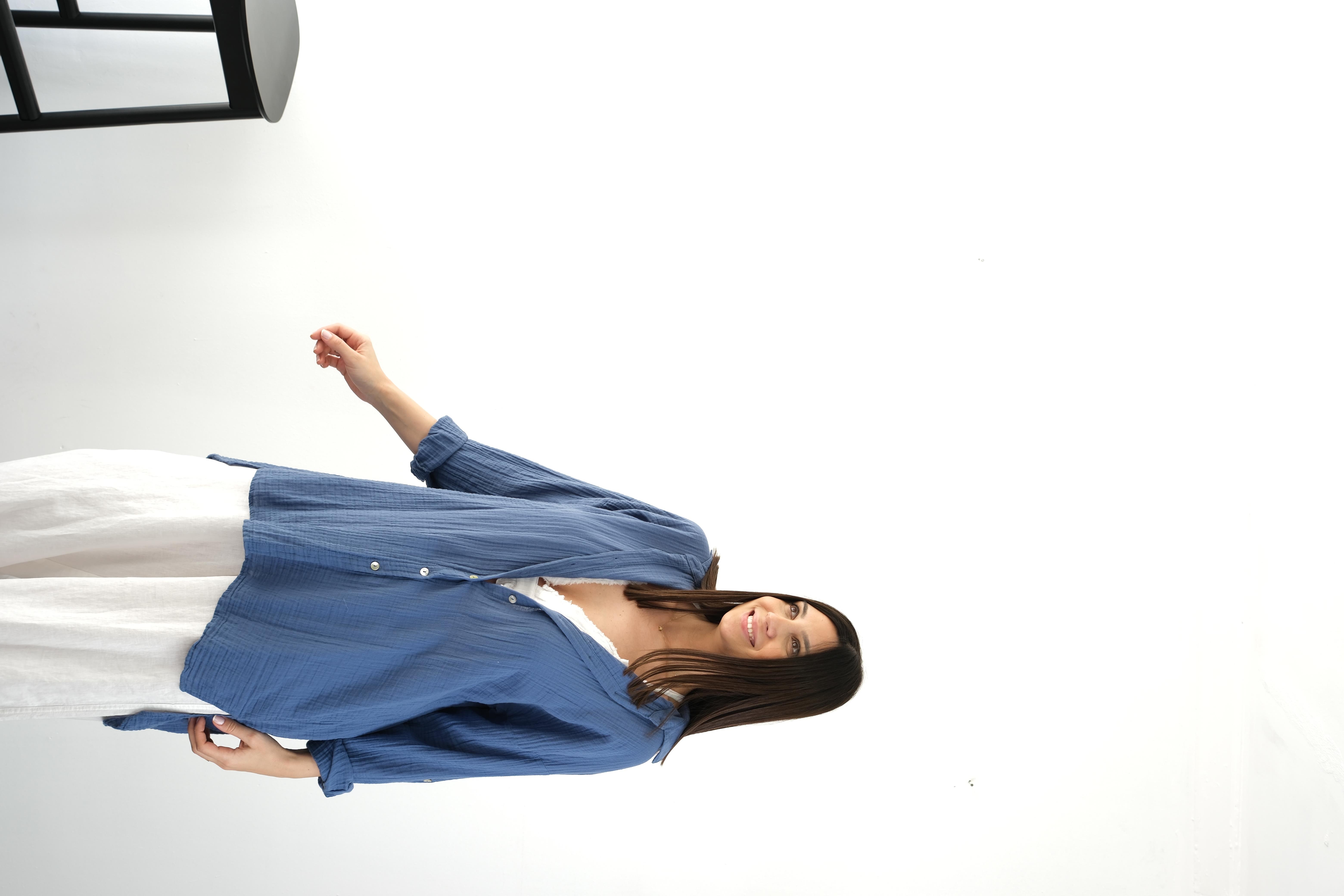 FLY MÜSLİN İNDİGO TUNİK