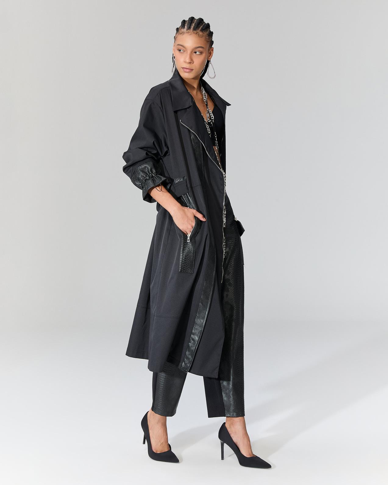 FULLY CROCO DETAYLI UZUN CEKET