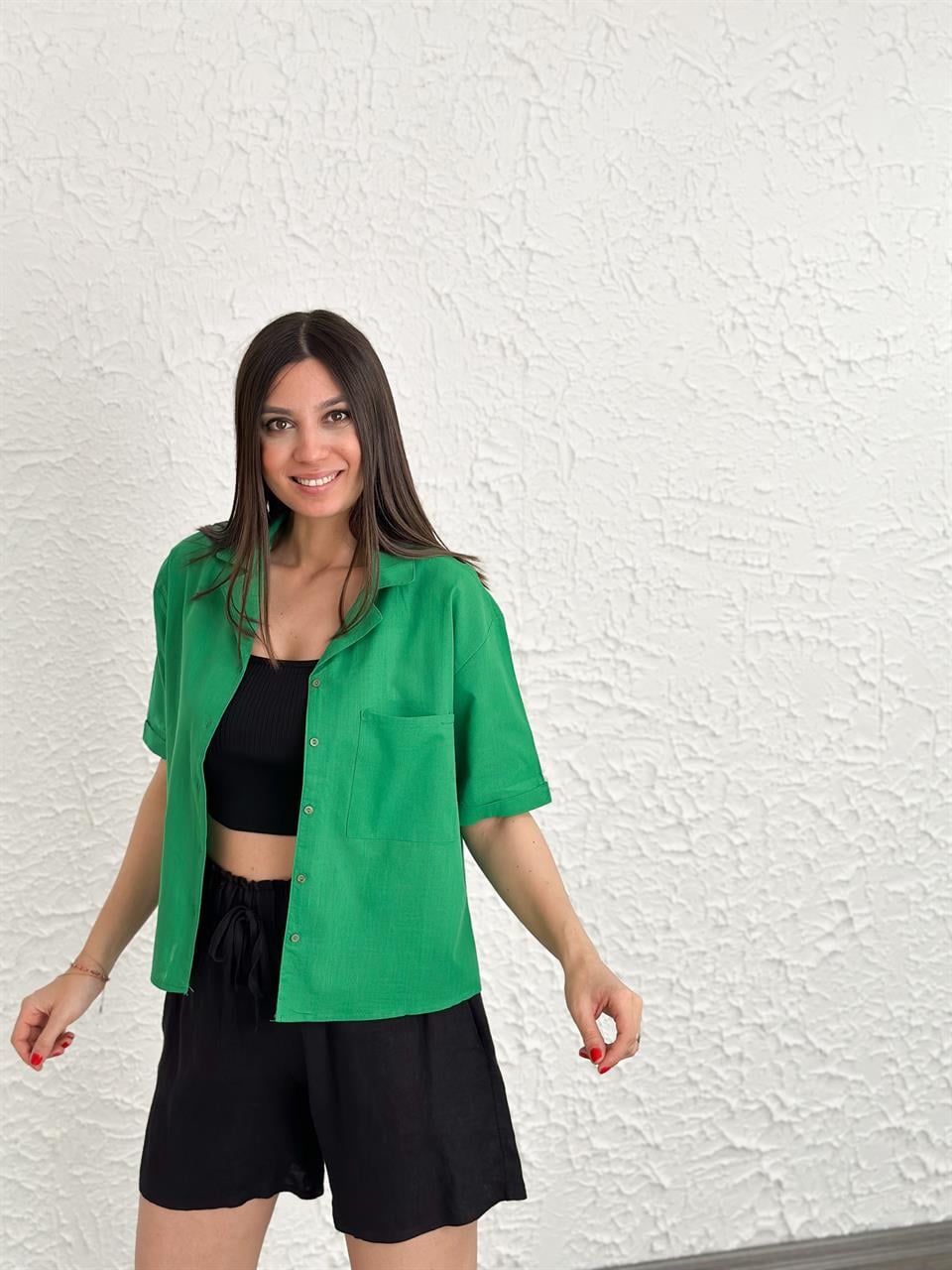 GAVDA KISA KOLLU YEŞİL GÖMLEK