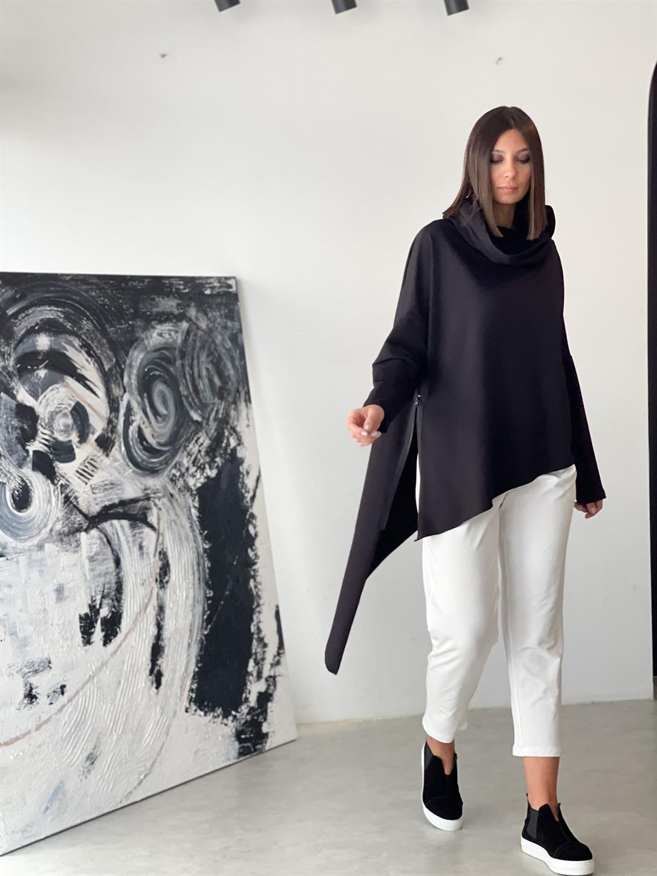 GİGİNA SİYAH TASARIM SWEATSHIRT