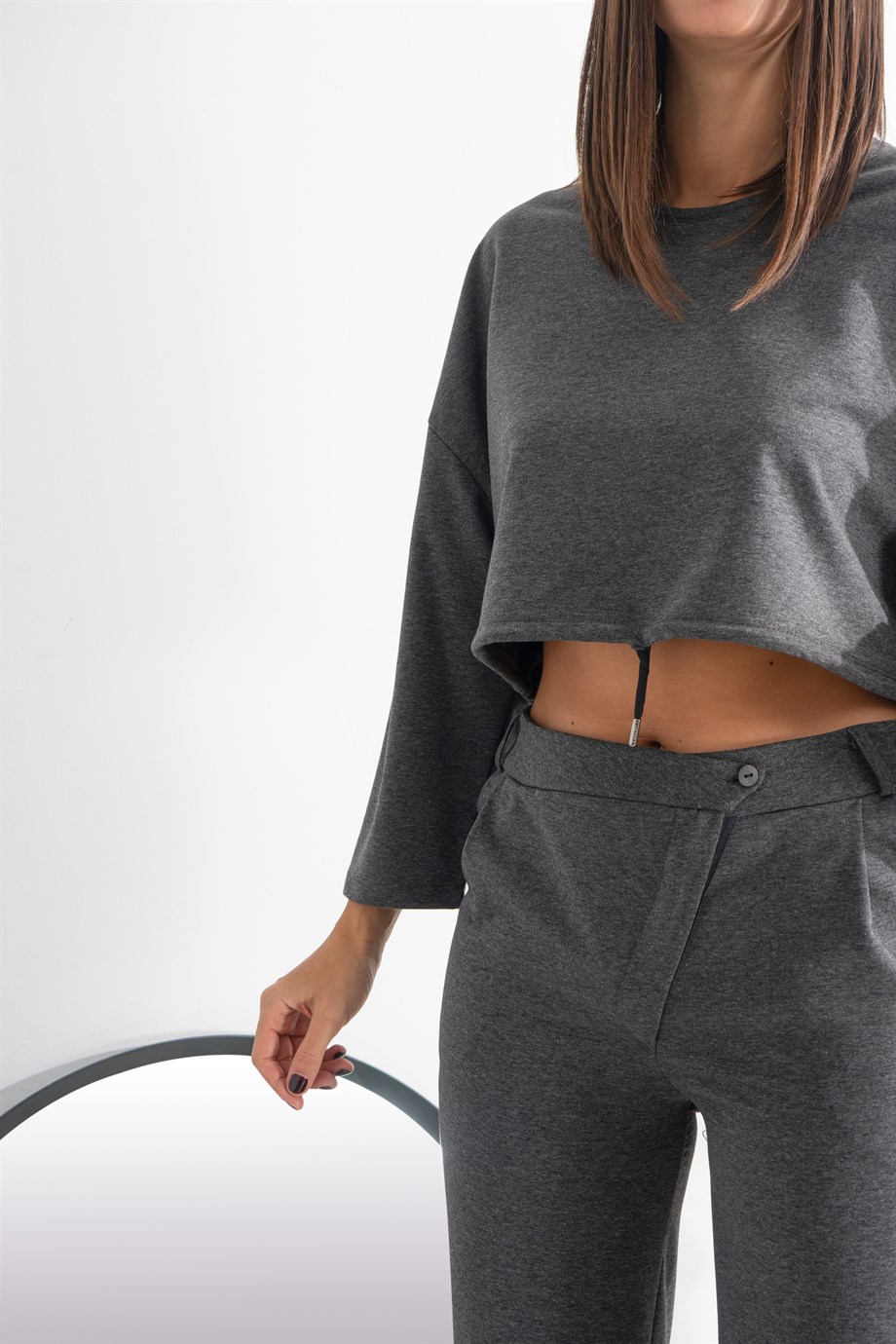 GRASSE ANTRASİT KISA SWEATSHIRT