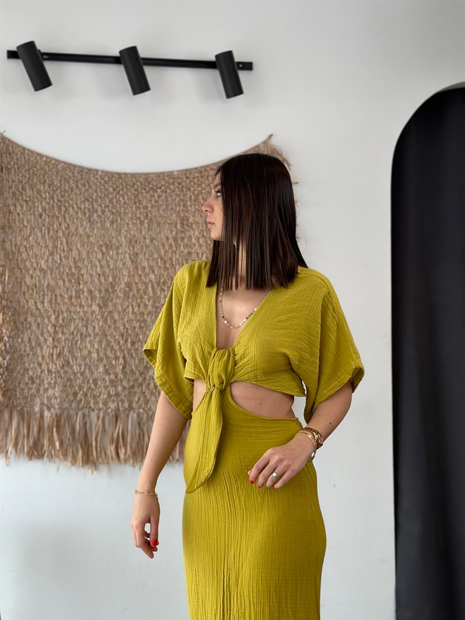 GULIA LİMON KÜFÜ MÜSLİN ELBİSE