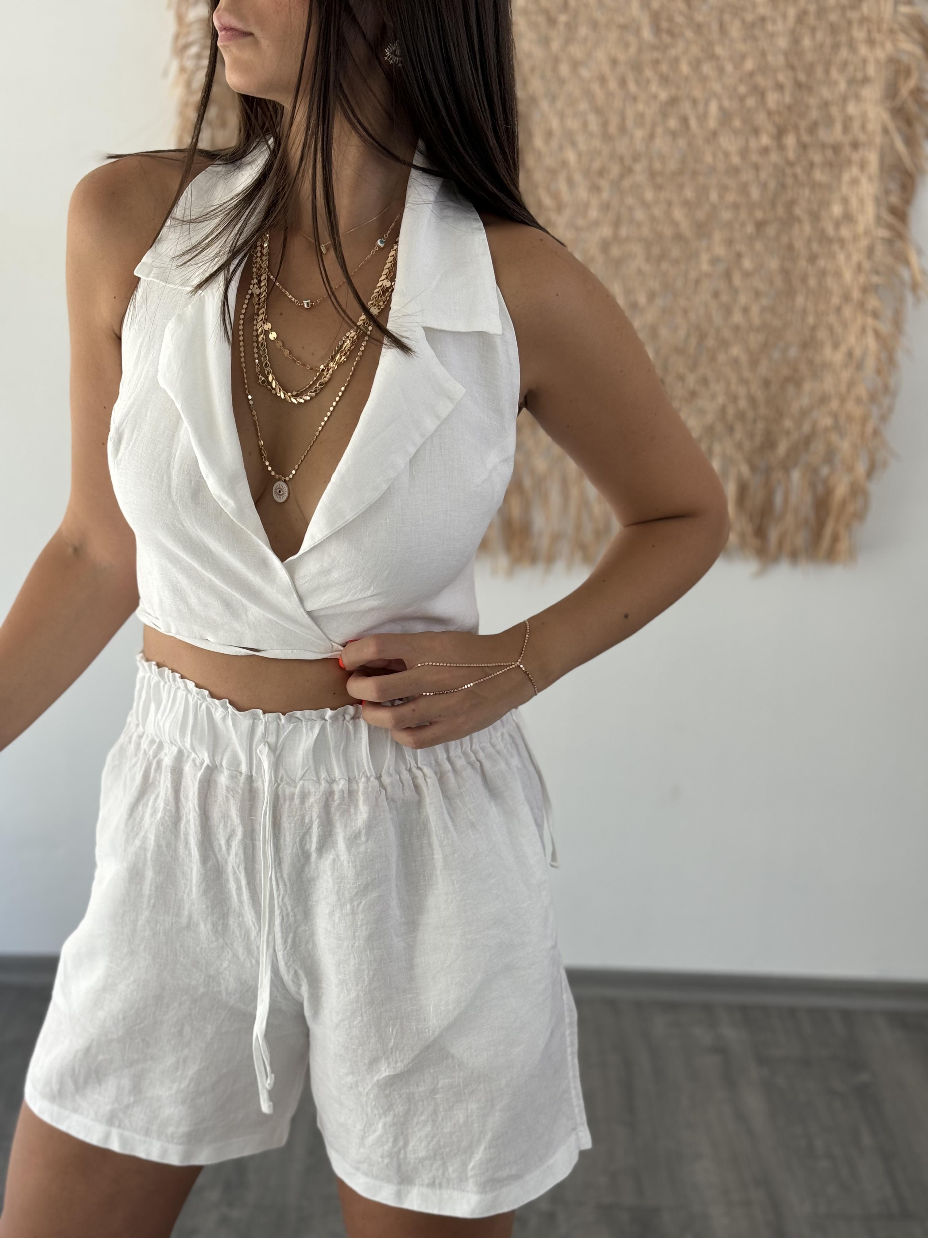 HALYTE BEYAZ KETEN ŞORT