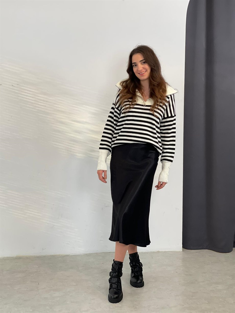 HANCE SİYAH SATEN ETEK