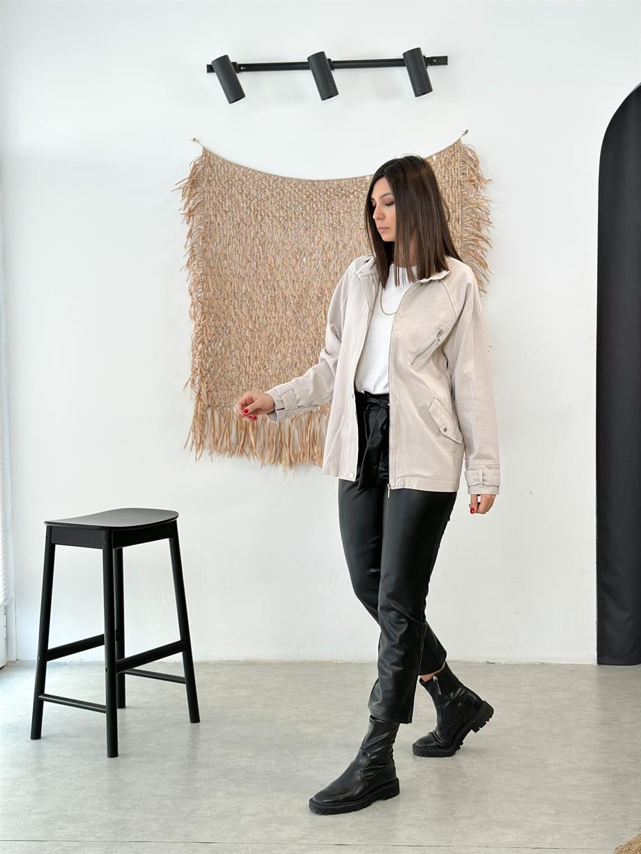 HANNA KREM GABARDİN CEKET