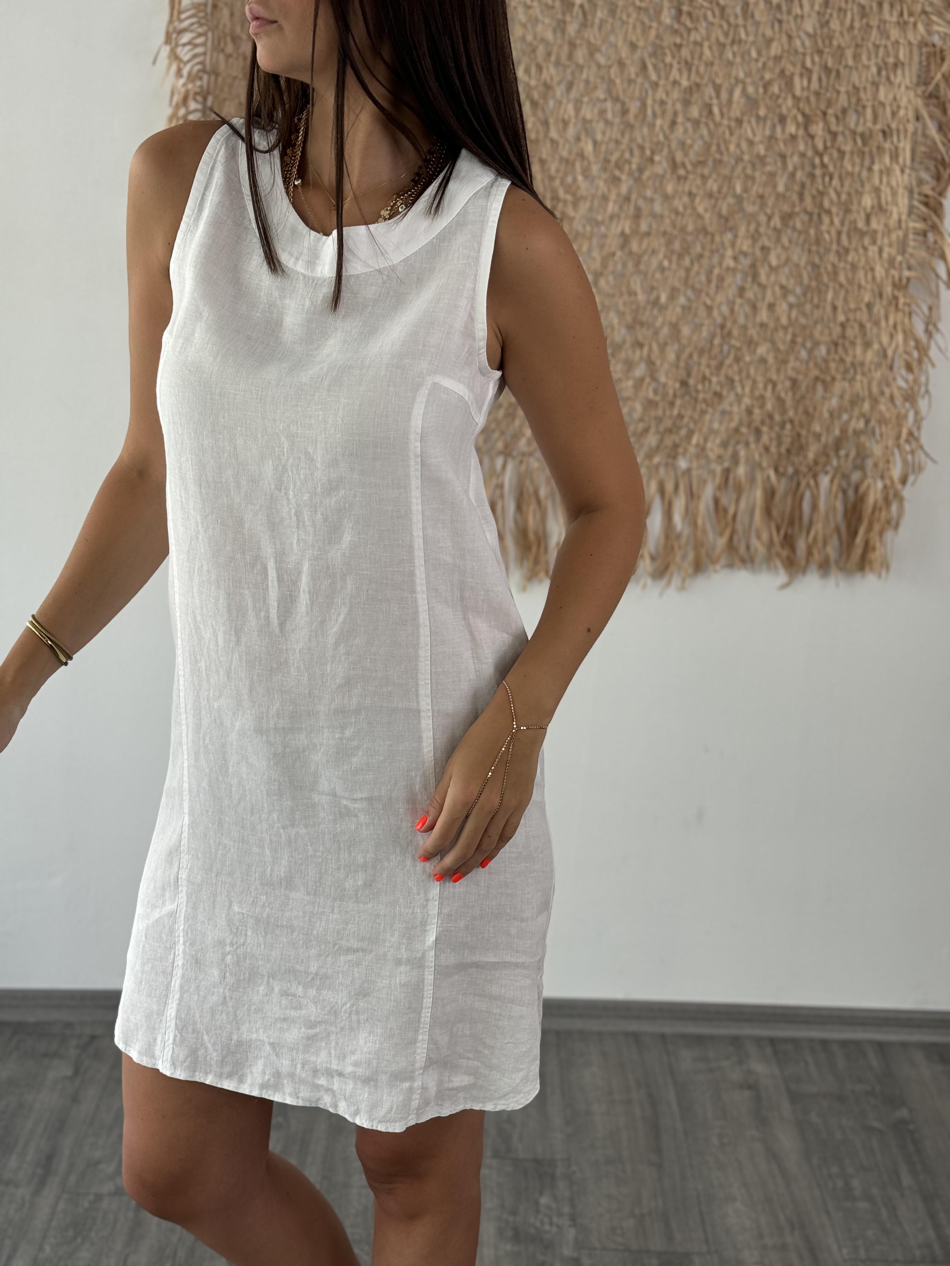 HEBETOS BEYAZ KETEN ELBİSE