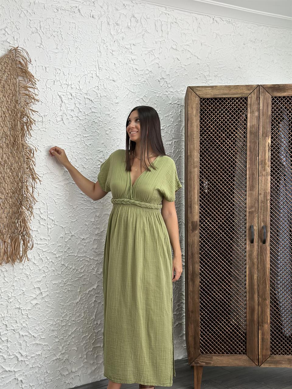 HELEN SAGE GREEN MÜSLİN ELBİSE