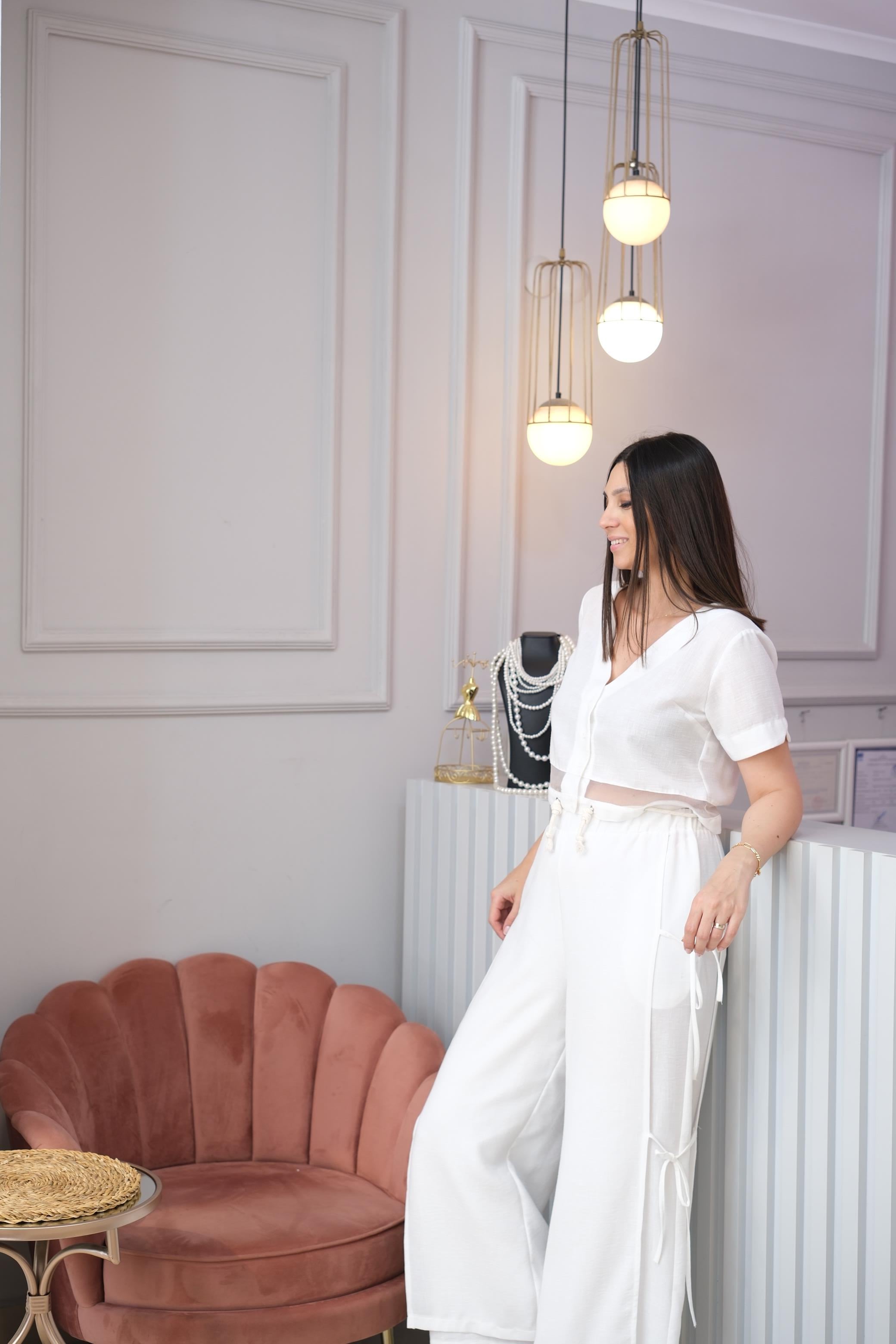 HENA BEYAZ TASARIM PANTOLON