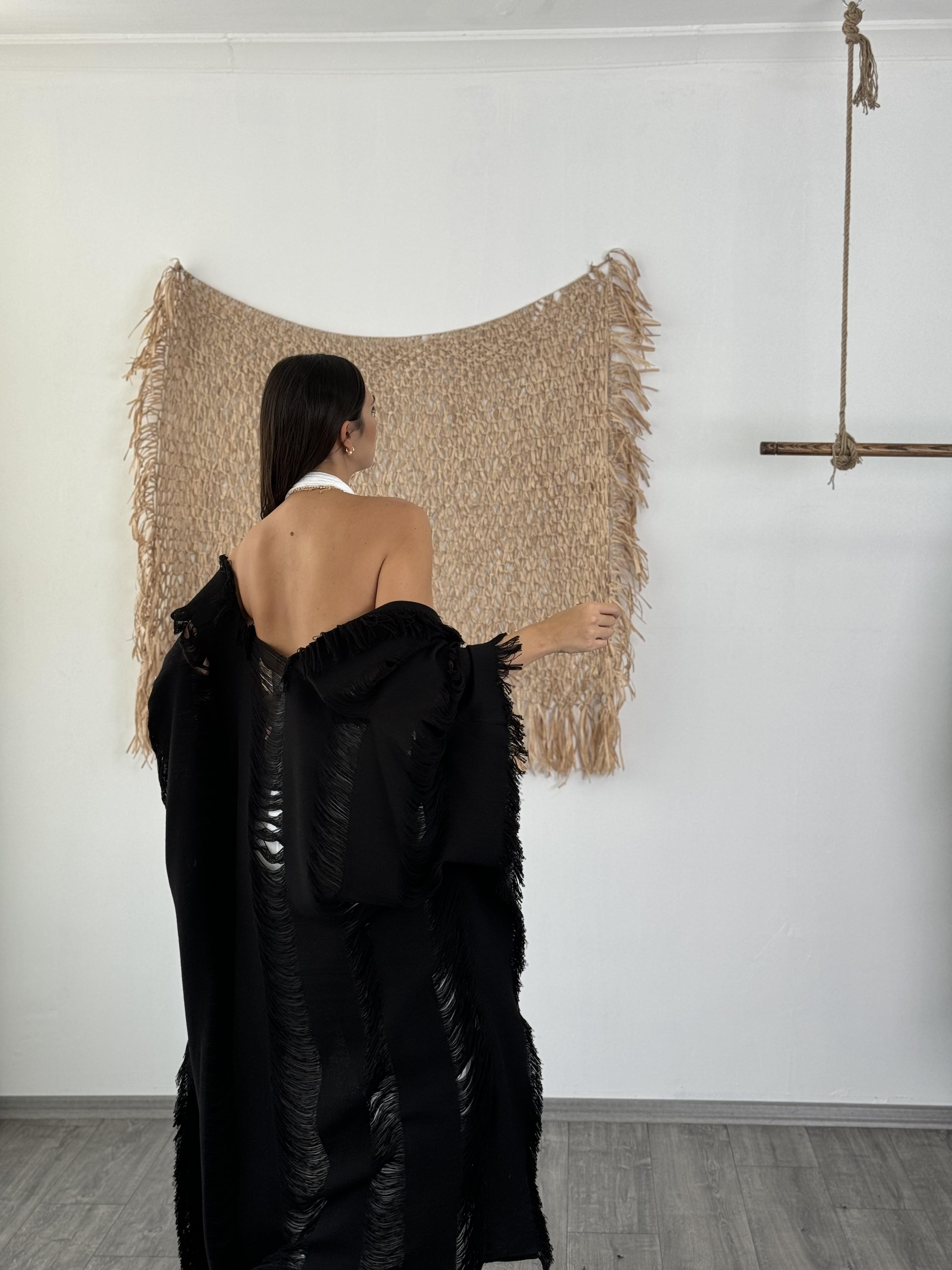 İRO SİYAH TASARIM KAFTAN