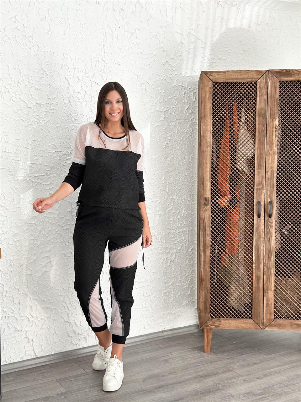 JERSEY SİYAH TASARIM PANTOLON