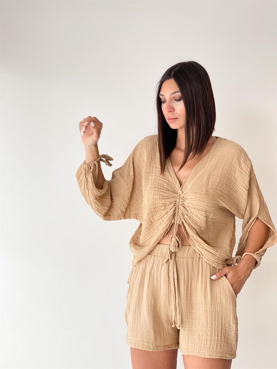 KASOS KUM BEJİ MÜSLİN ŞORT