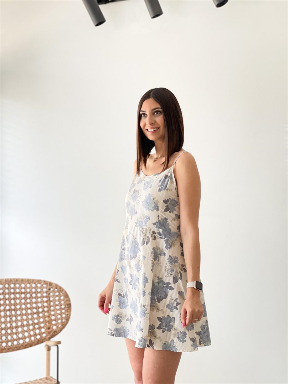 KATE MAVİ DESENLİ ELBİSE