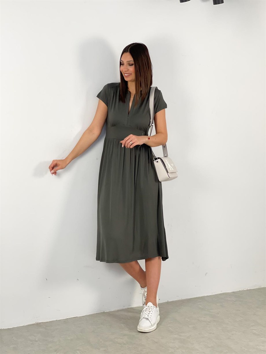 LASCA HAKİ FERMUARLI ELBİSE