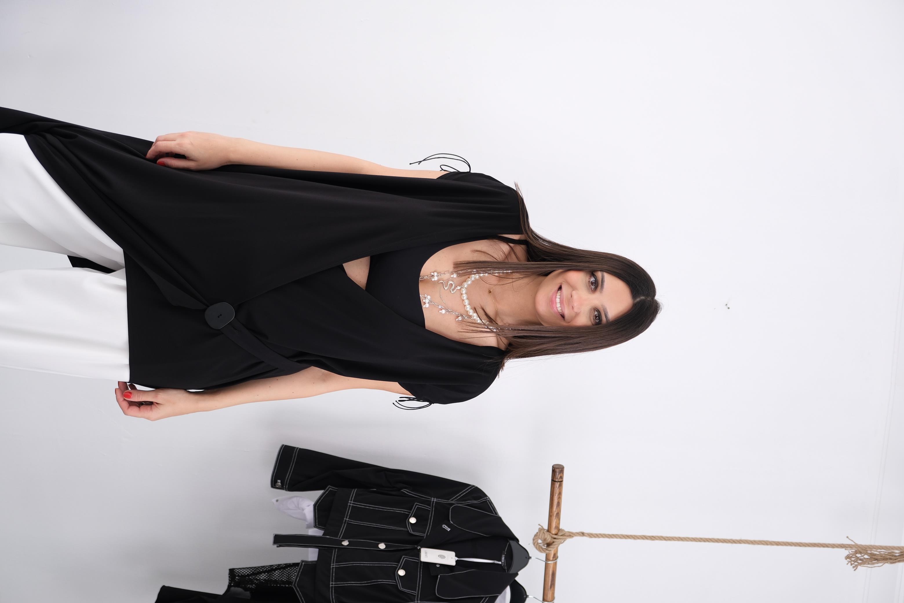 LAZİO SİYAH TASARIM ELBİSE