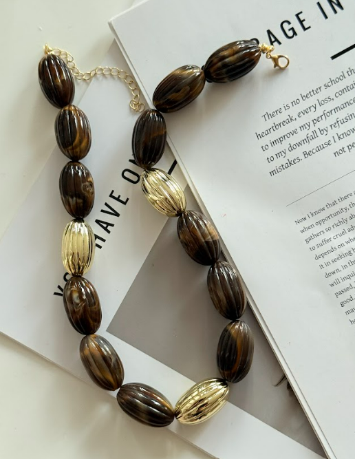 LENİ KAHVE GOLD KOLYE