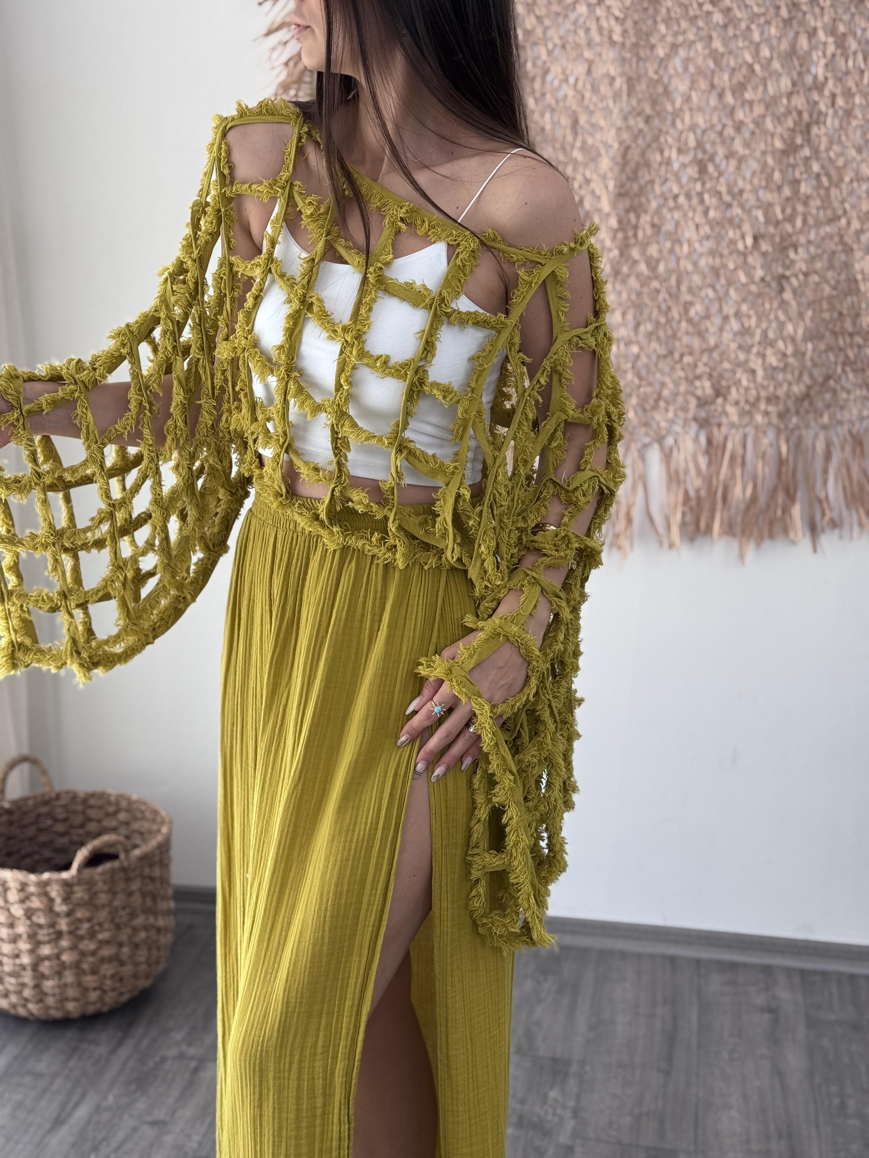 LİDAKİ TASARIM LİMONKÜFÜ BLUZ