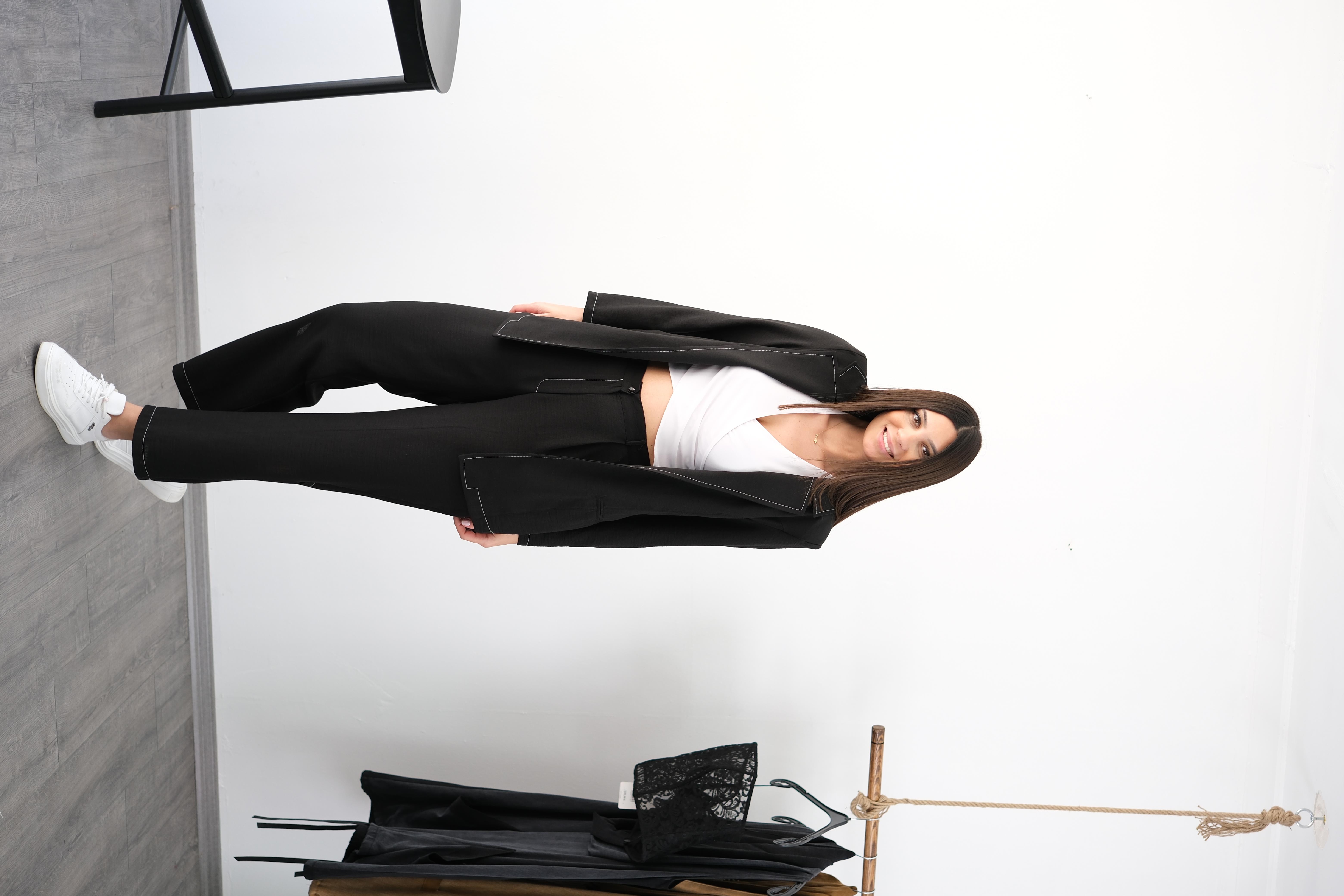 LİPARİ TASARIM SİYAH PANTOLON