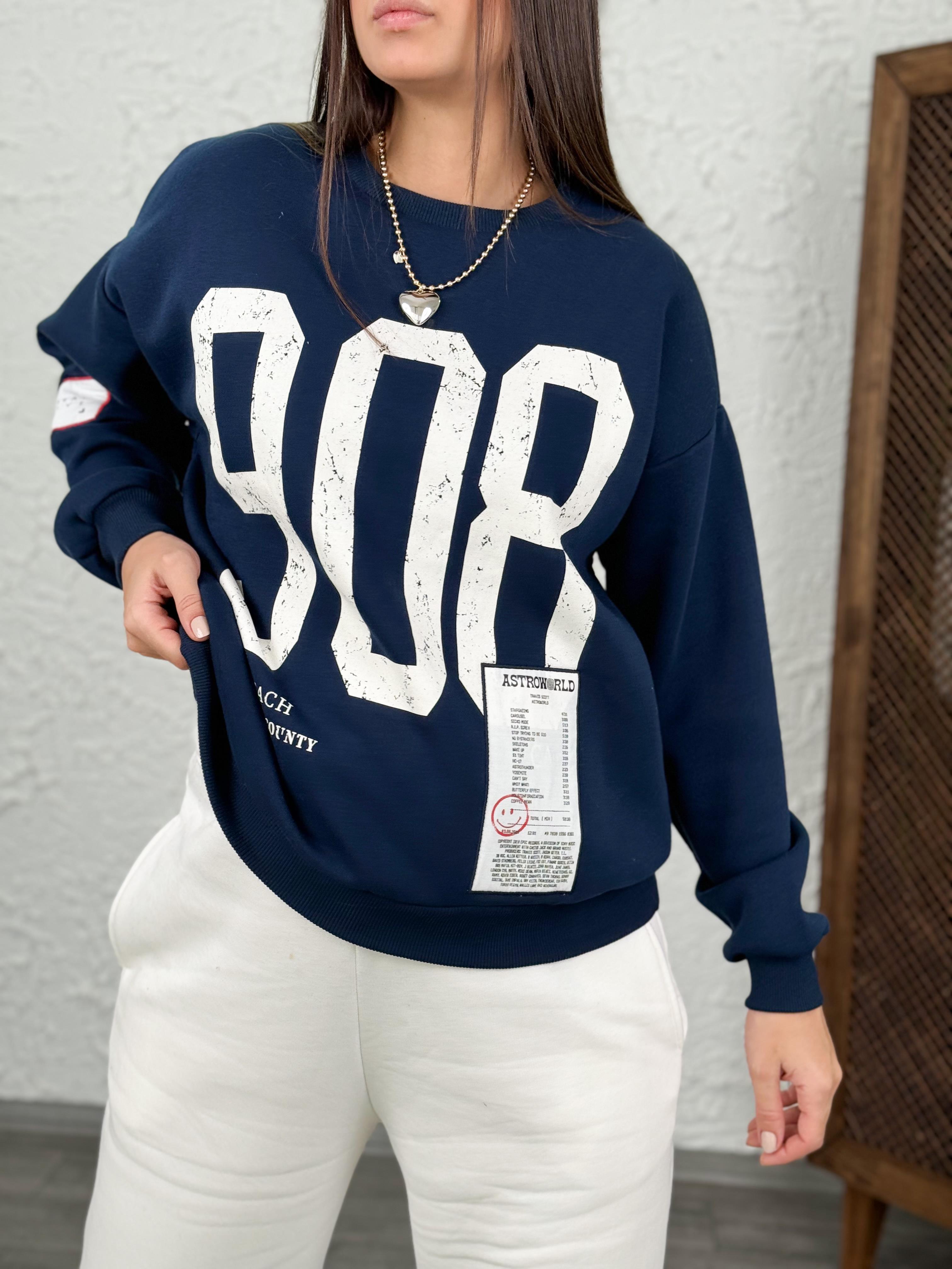 LOS ANGELES BASKILI LACİVERT SWEAT