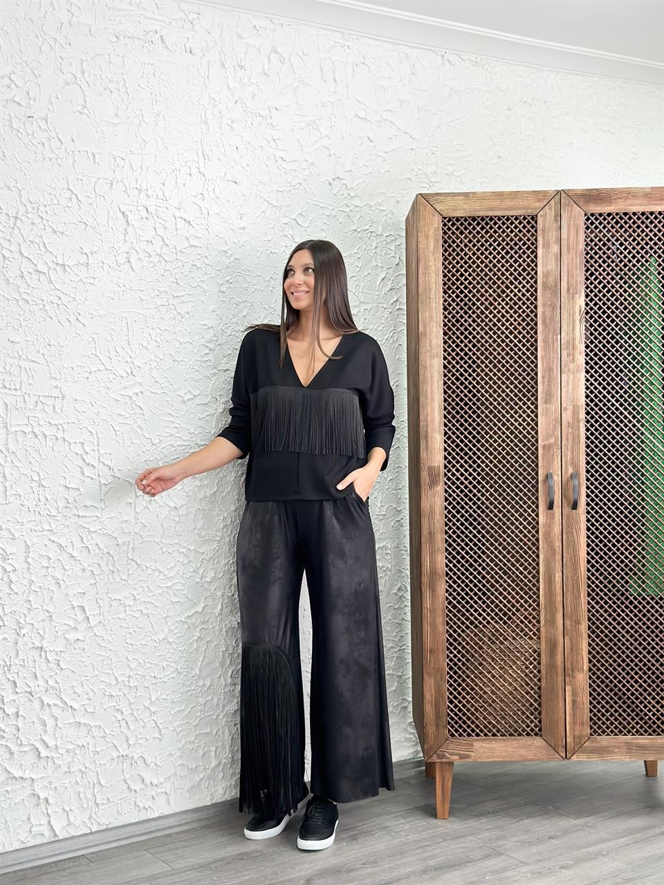 LOTUS PÜSKÜLLÜ DERİ PANTOLON