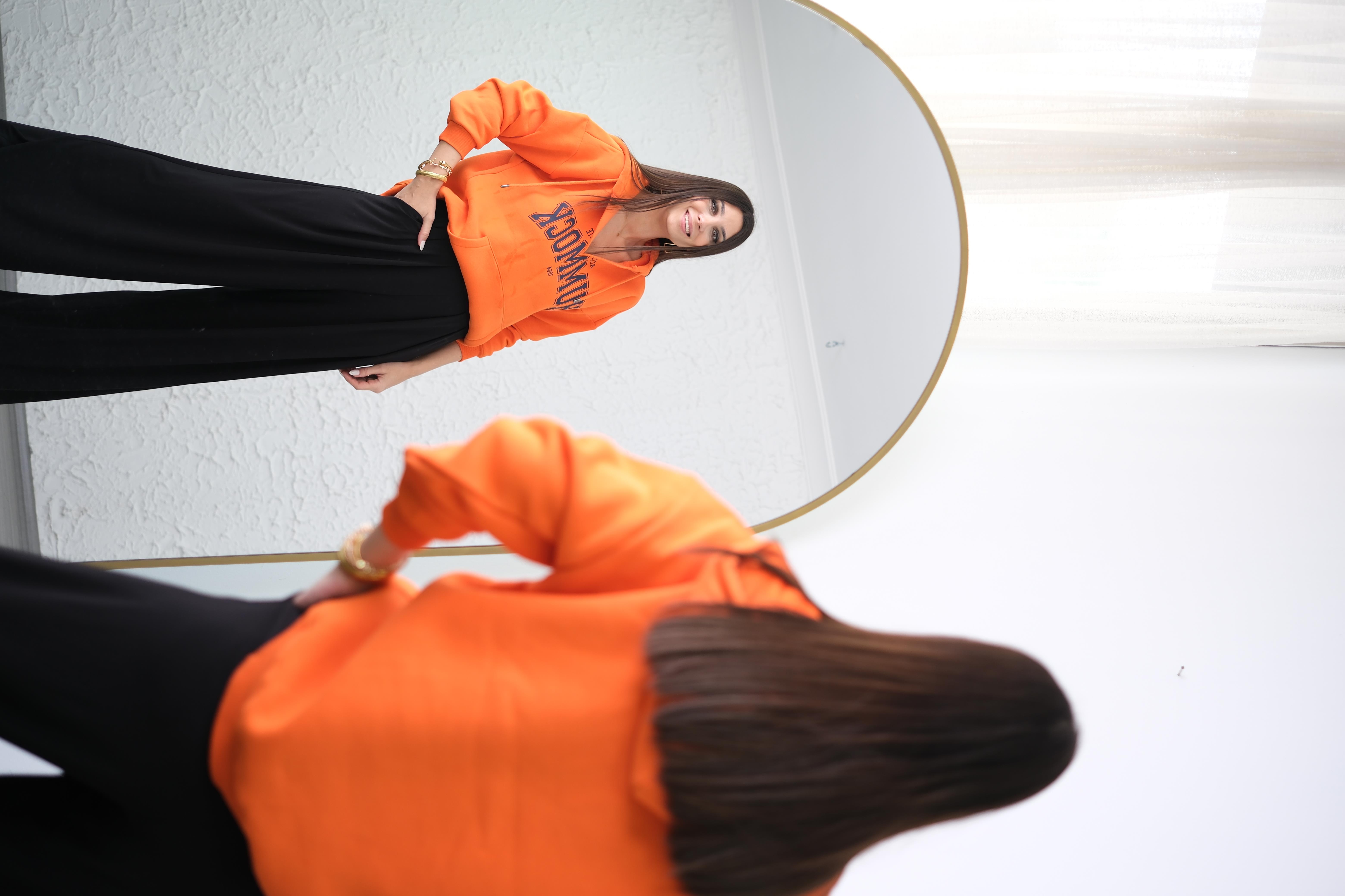 MADEN BASKI DETAYLI TURUNCU SWEAT