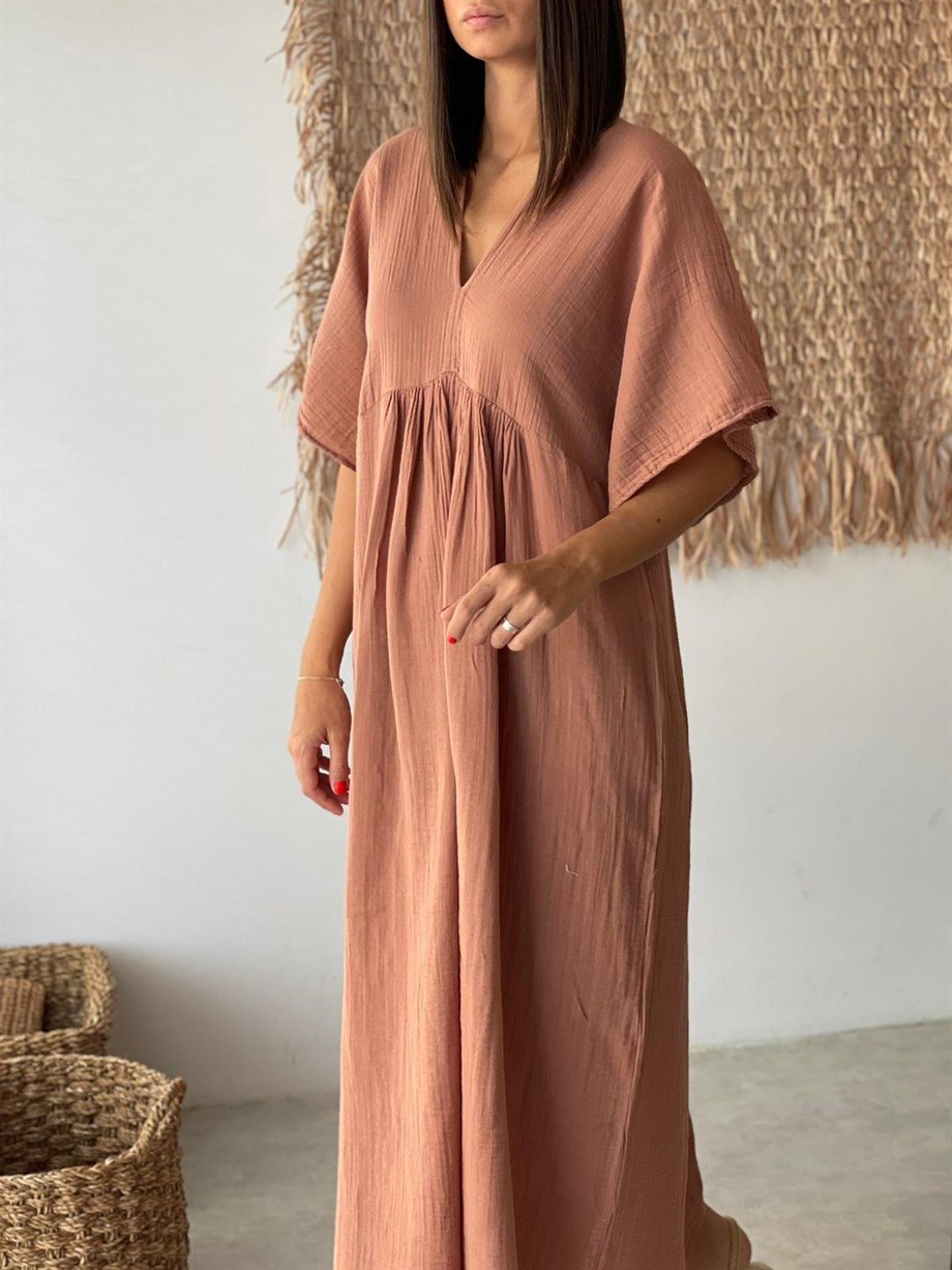MAİA MOCHA MÜSLİN ELBİSE