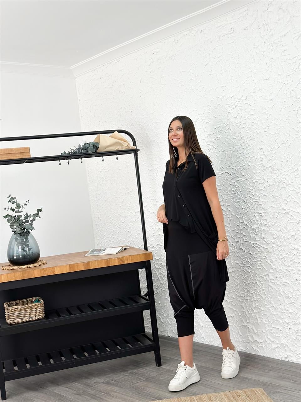 MANİLA ŞERİTLİ SİYAH ŞALVAR