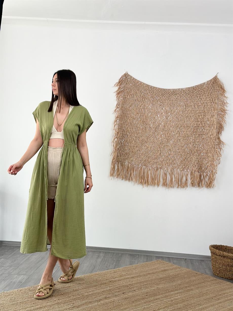 MARTİNA SAGE GREEN MÜSLİN ELBİSE