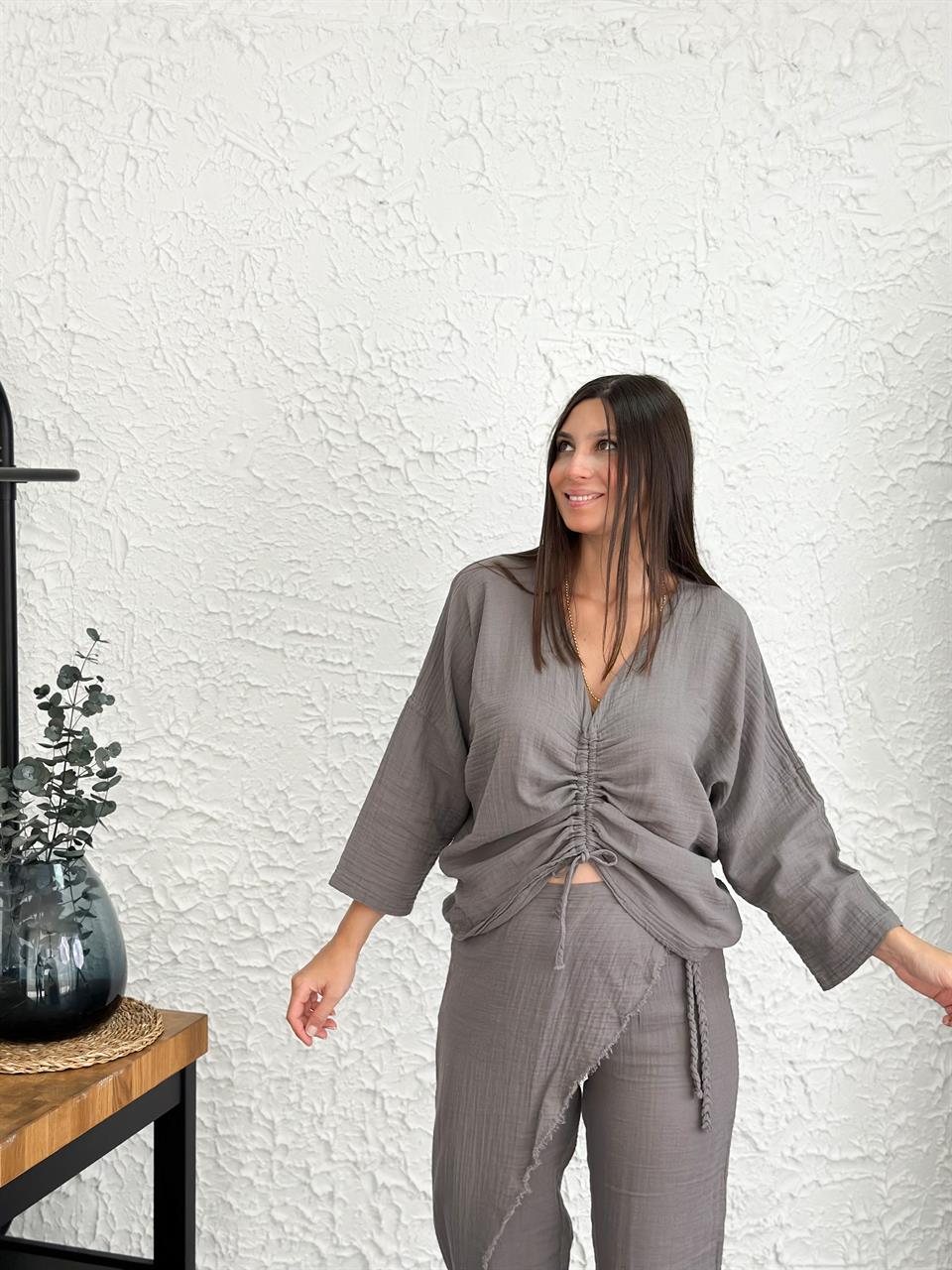 MATİLDA ANTRASİT MÜSLİN BLUZ